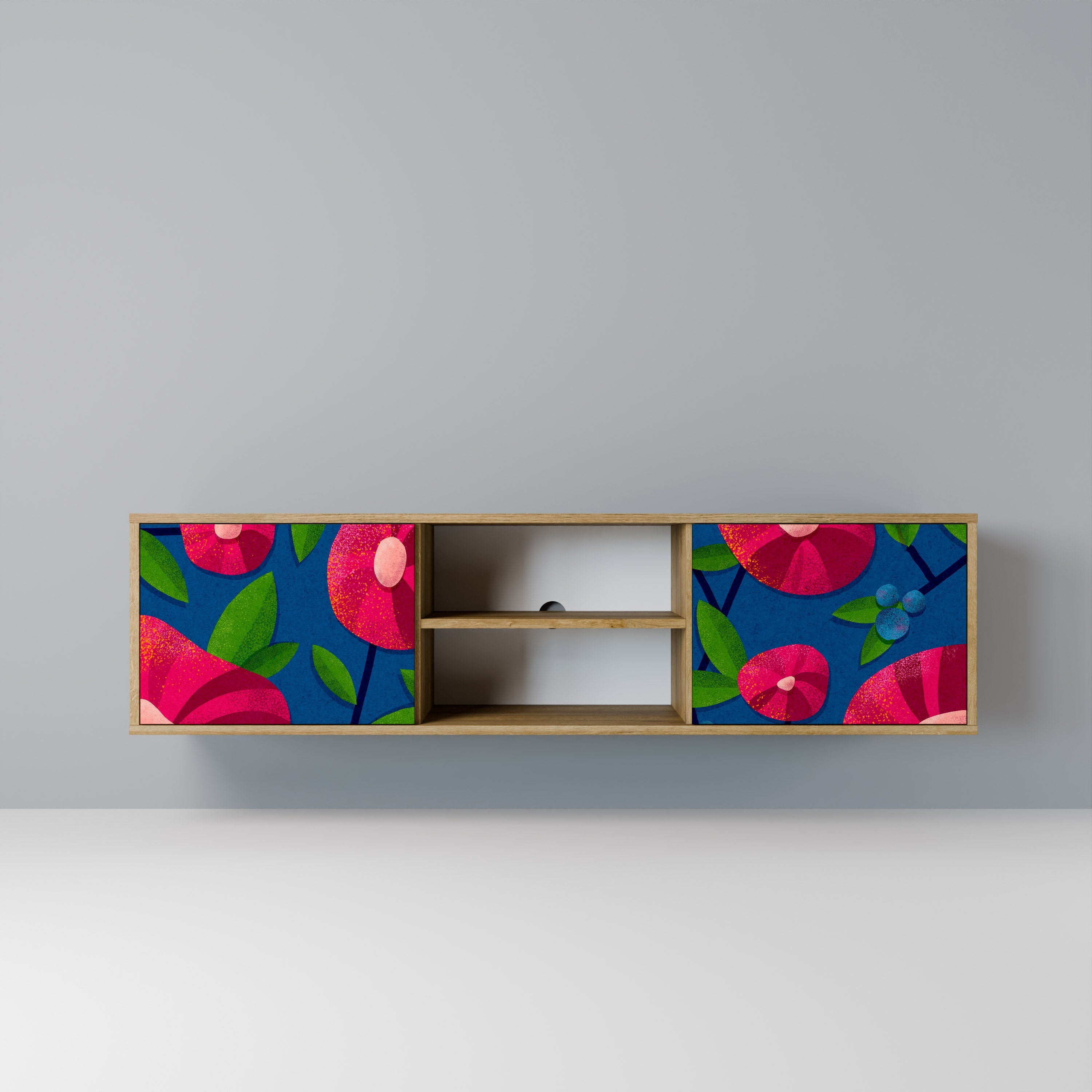 Meuble TV 2 portes SPRING THOUGHTS effet chêne