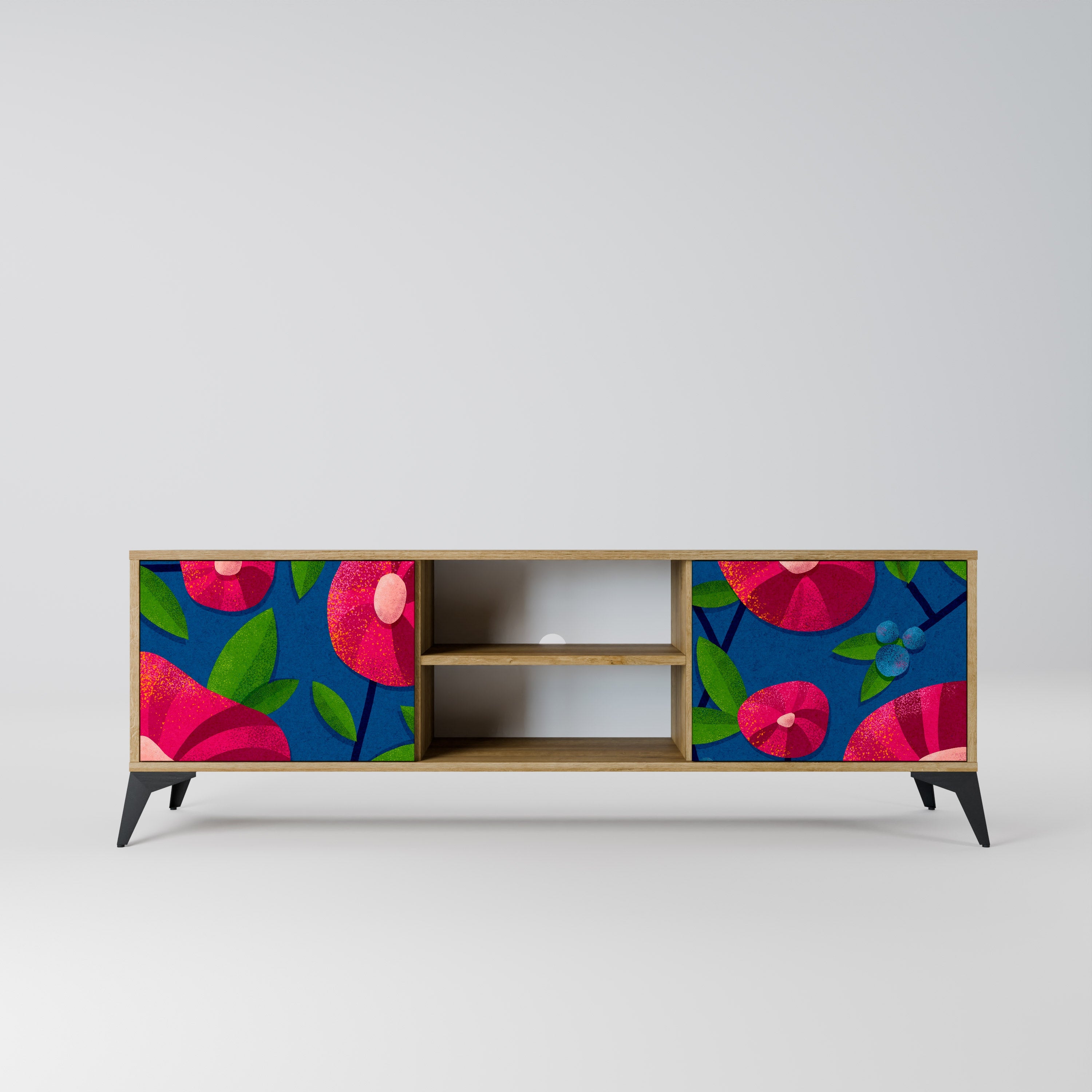 Meuble TV 2 portes SPRING THOUGHTS effet chêne