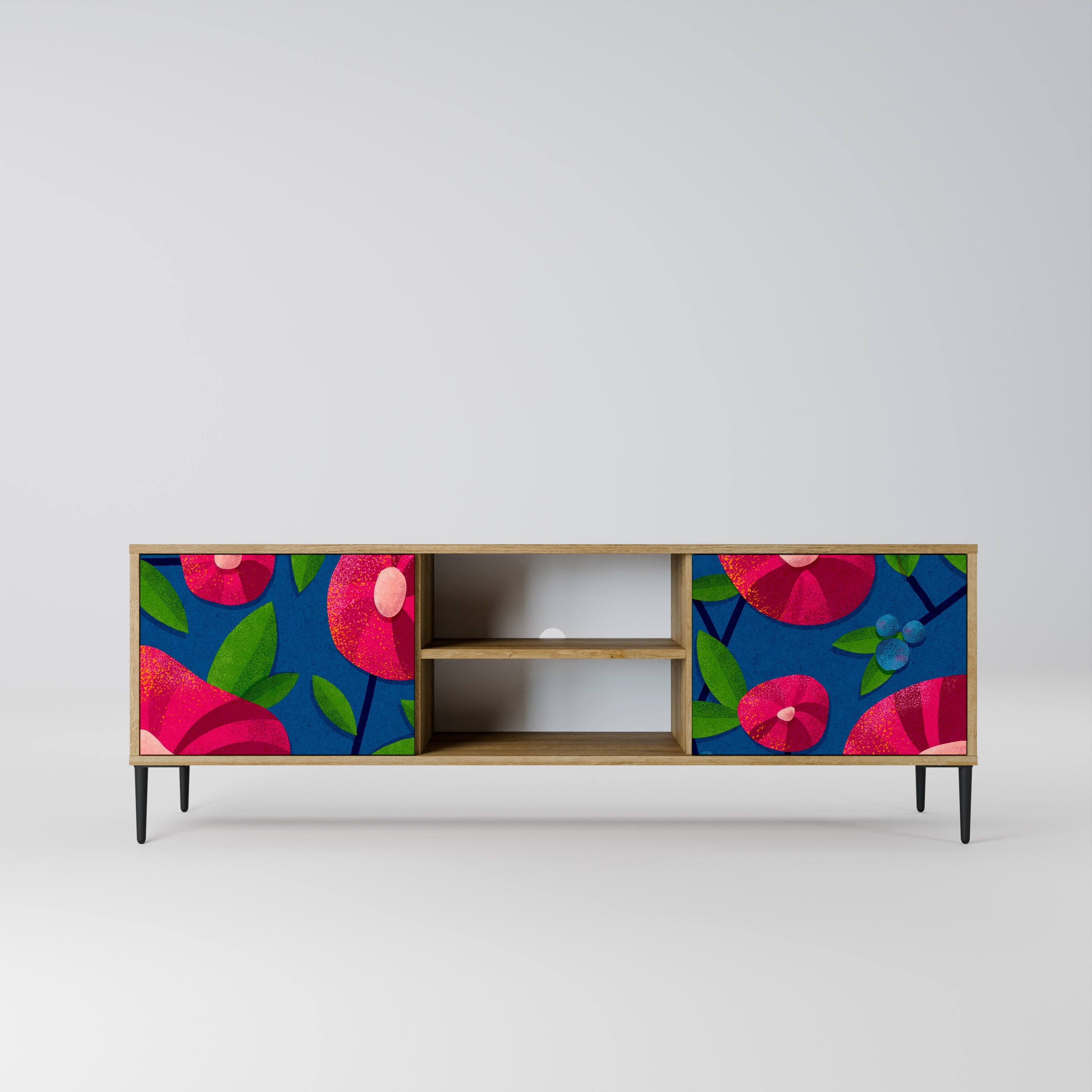 Meuble TV 2 portes SPRING THOUGHTS effet chêne