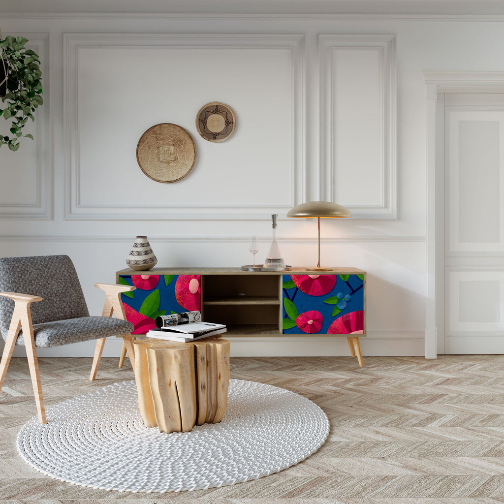 Meuble TV 2 portes SPRING THOUGHTS effet chêne