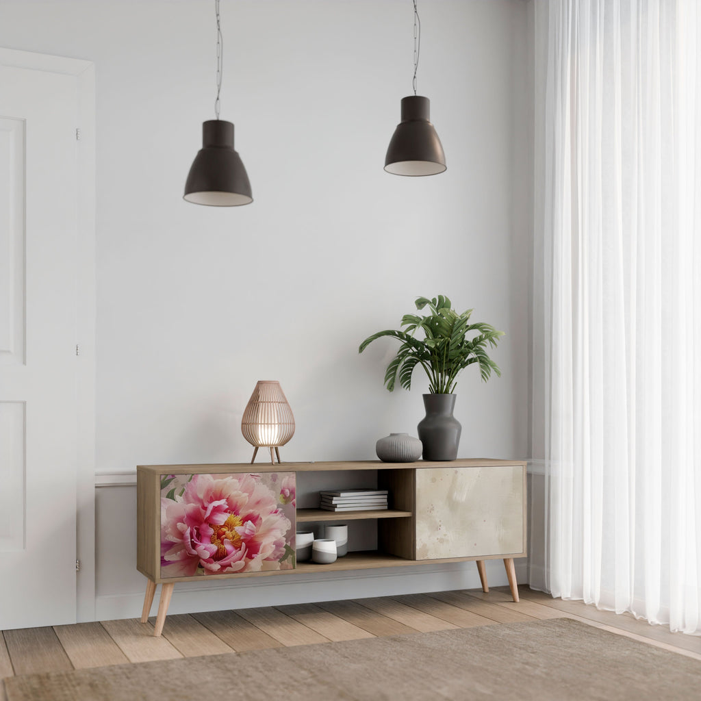 Meuble TV 2 portes PEONY WHISPER effet chêne