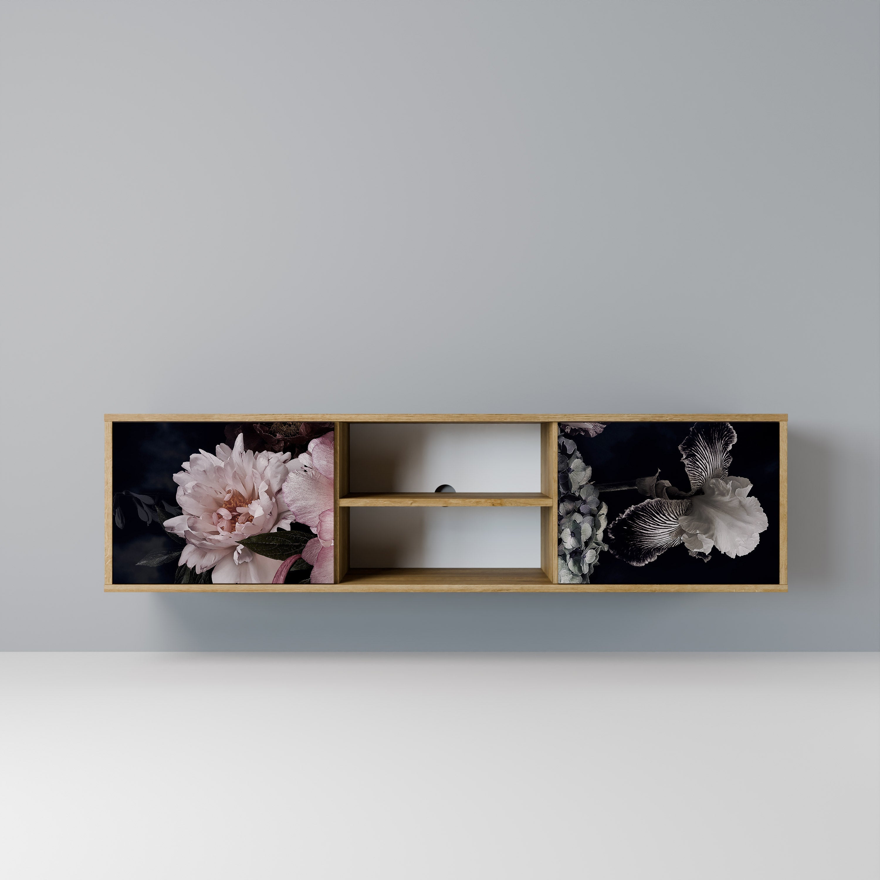 Meuble TV 2 portes PURE BLOSSOM effet chêne