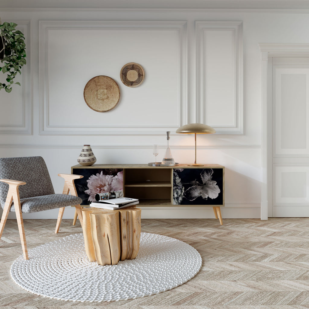 Meuble TV 2 portes PURE BLOSSOM effet chêne