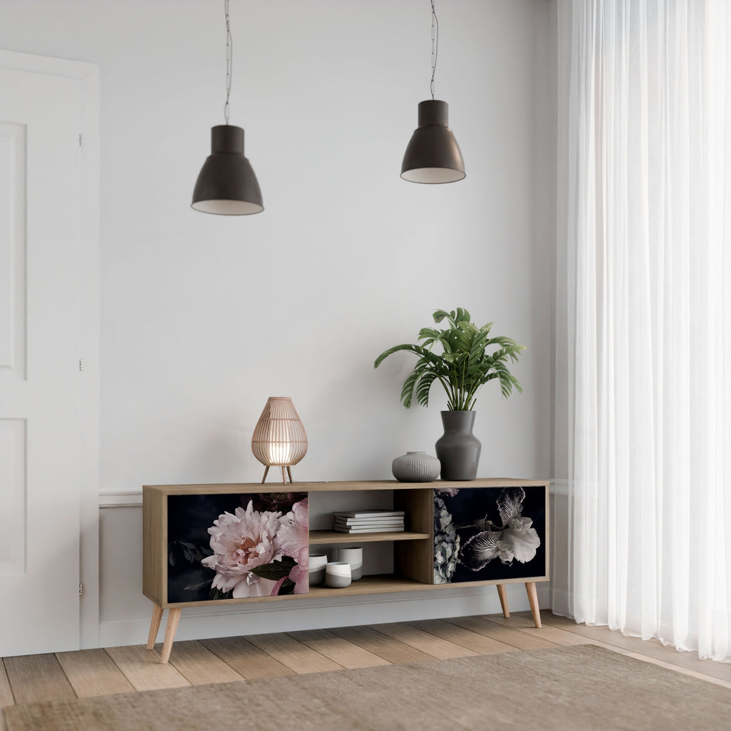 Meuble TV 2 portes PURE BLOSSOM effet chêne