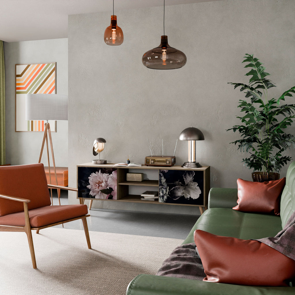 Meuble TV 2 portes PURE BLOSSOM effet chêne