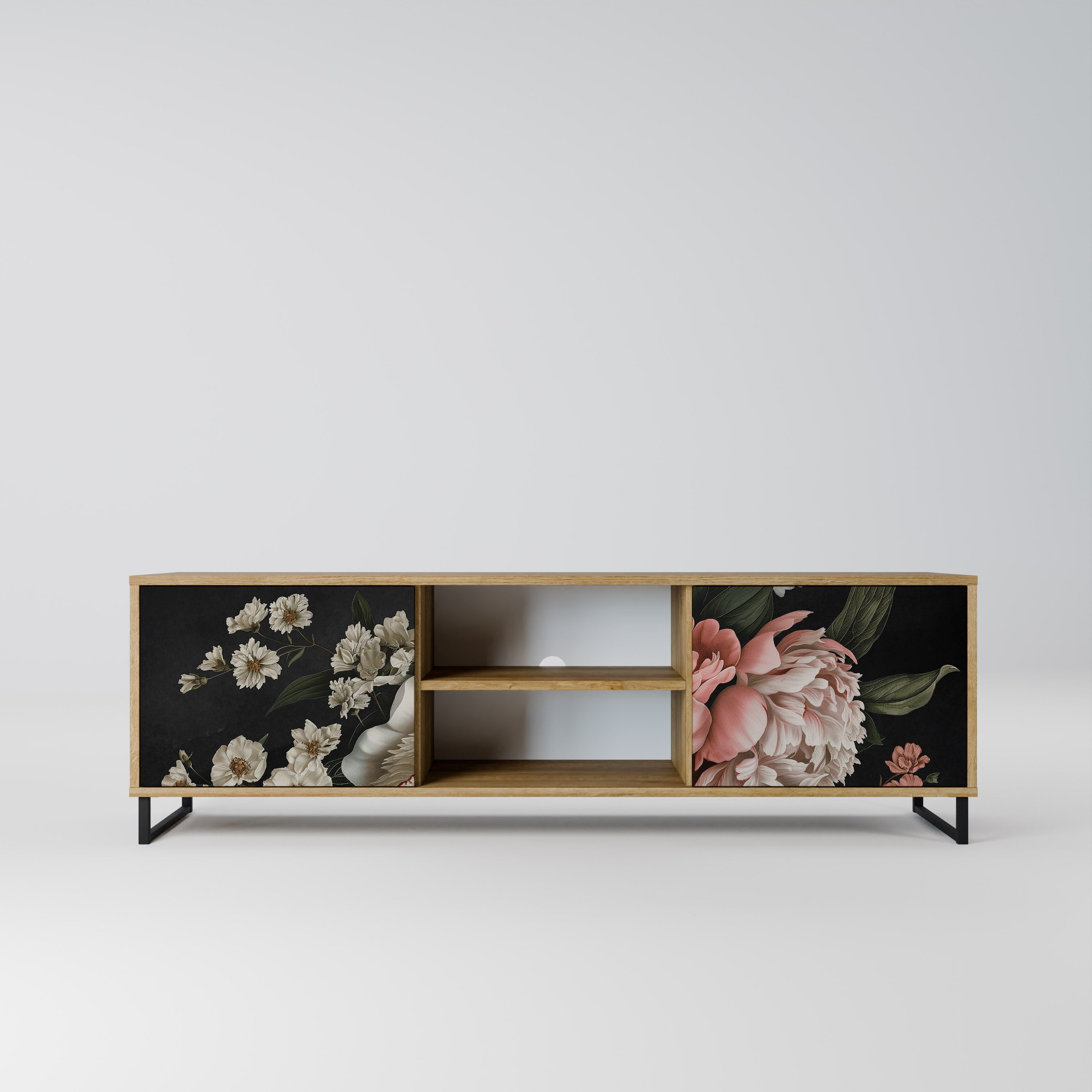 Meuble TV 2 portes LUSH ELEGANCE effet chêne