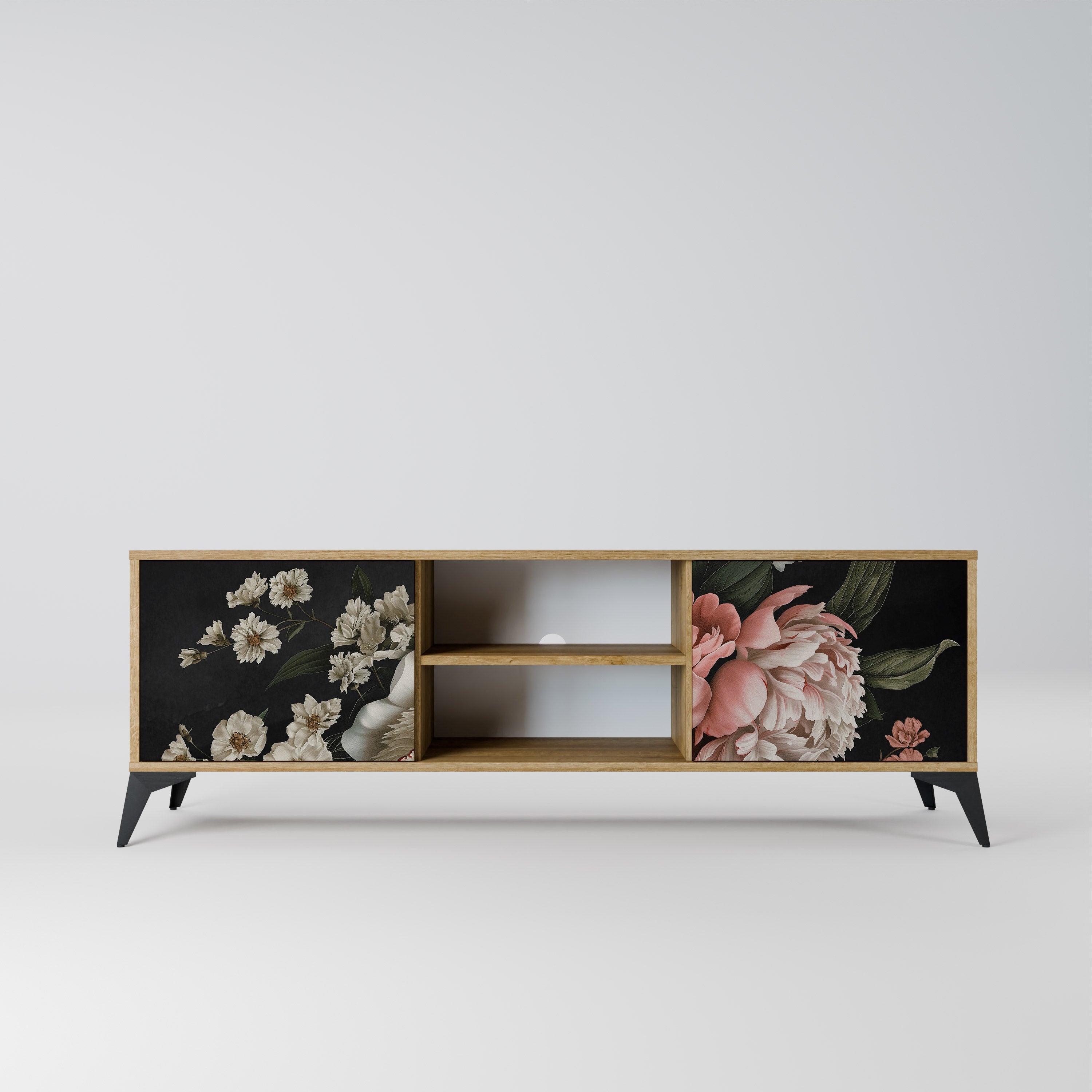 Meuble TV 2 portes LUSH ELEGANCE effet chêne