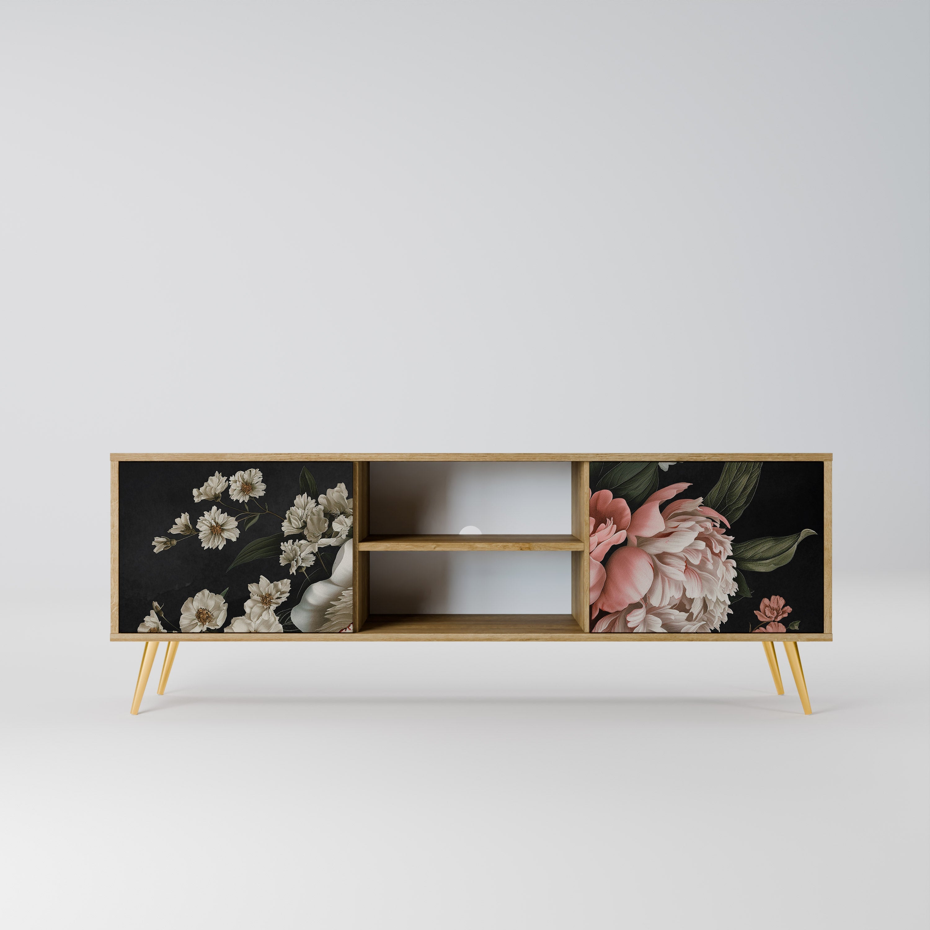 Meuble TV 2 portes LUSH ELEGANCE effet chêne