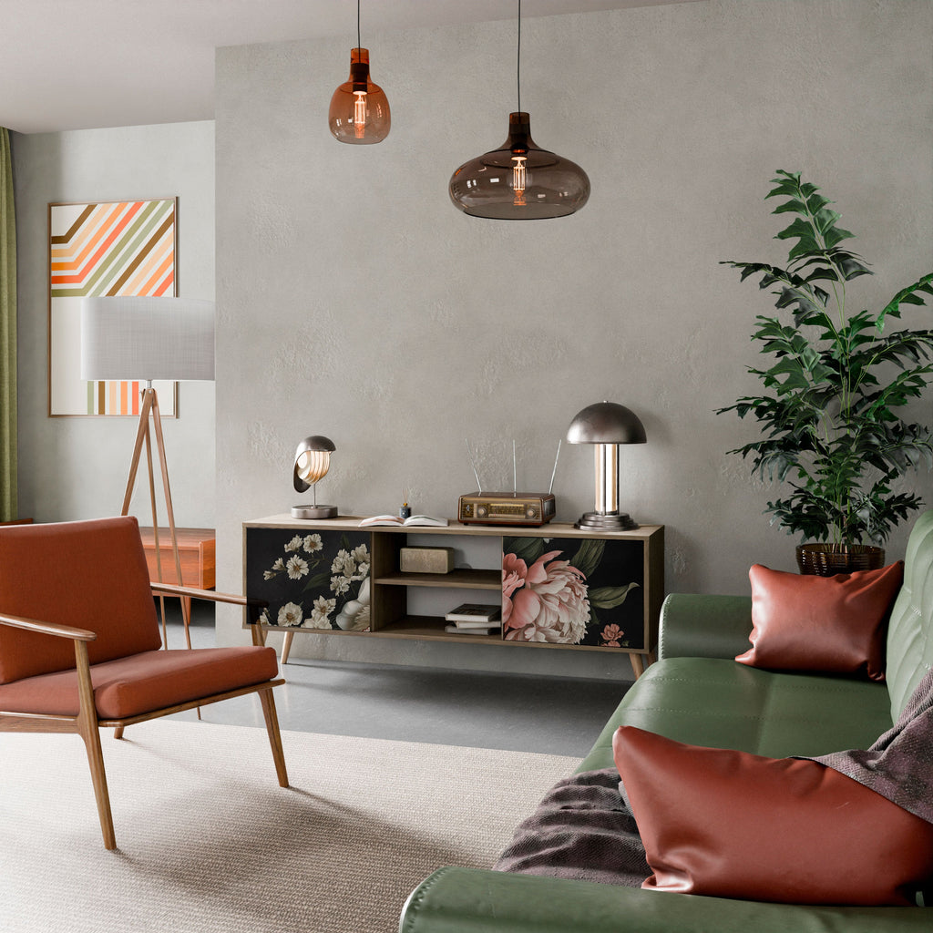 Meuble TV 2 portes LUSH ELEGANCE effet chêne