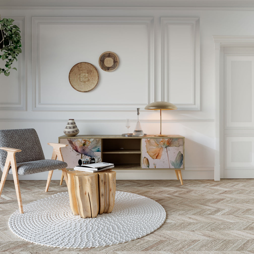 Meuble TV 2 portes SOFTEN POPPY effet chêne