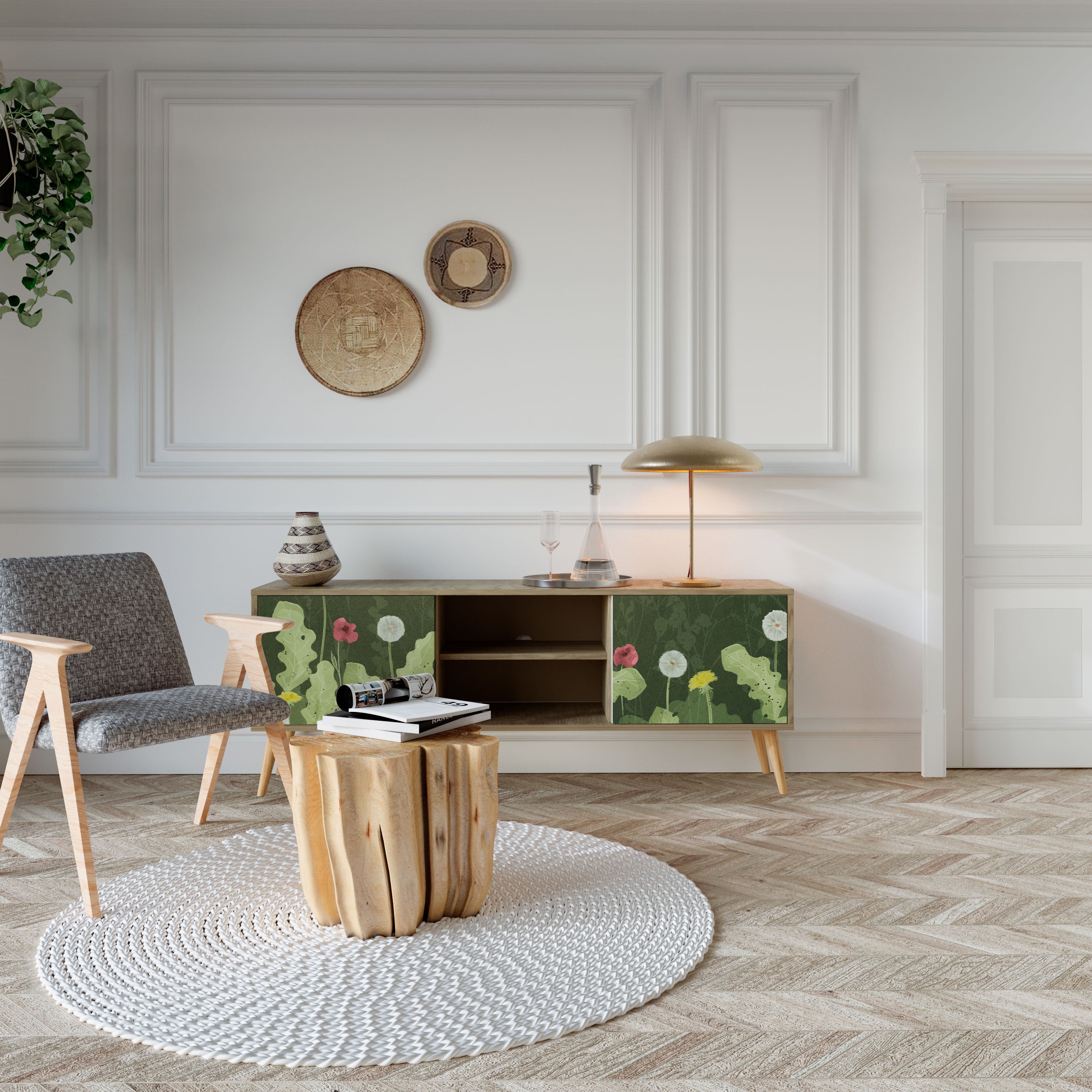 Meuble TV 2 portes DANDELION AMUSE effet chêne