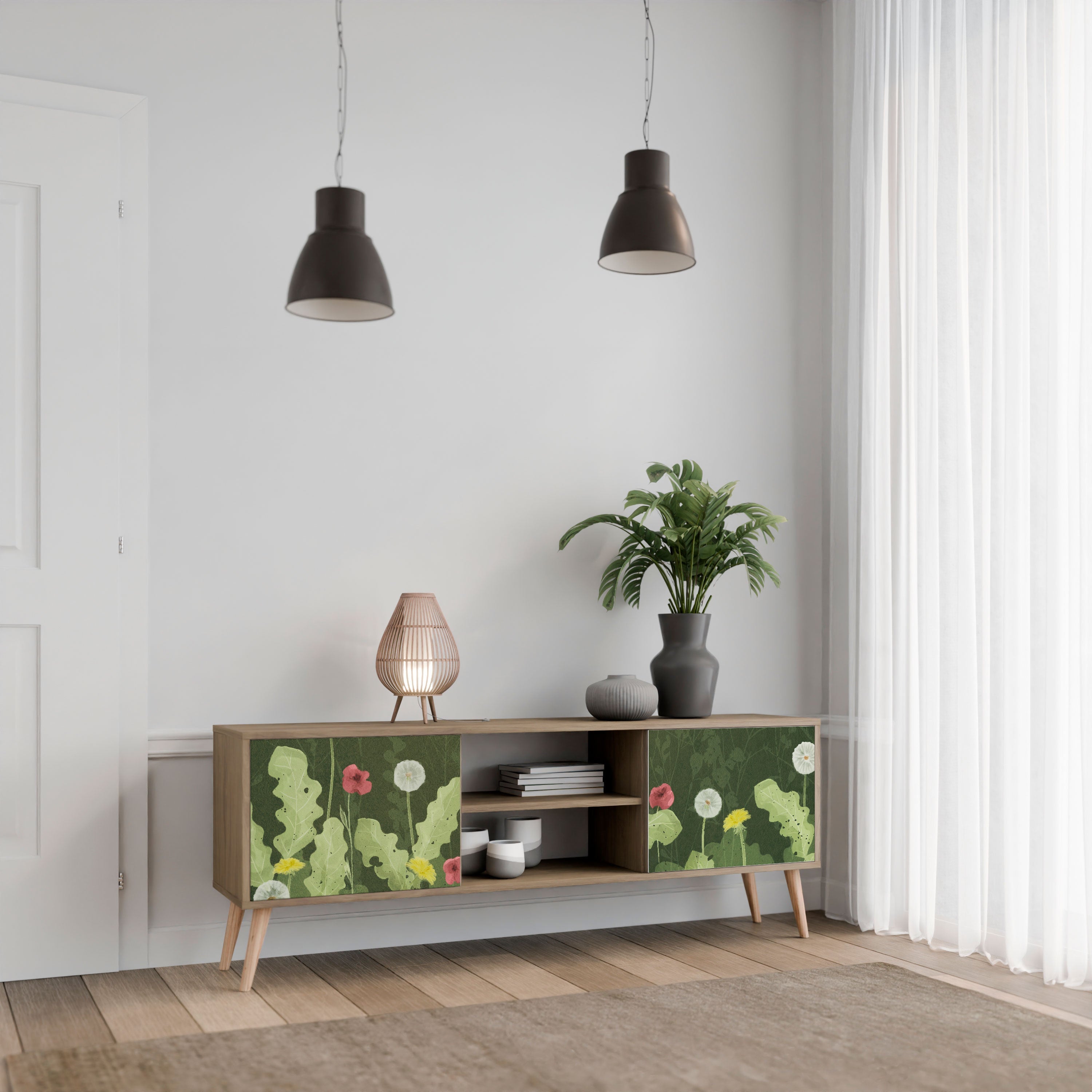 Meuble TV 2 portes DANDELION AMUSE effet chêne