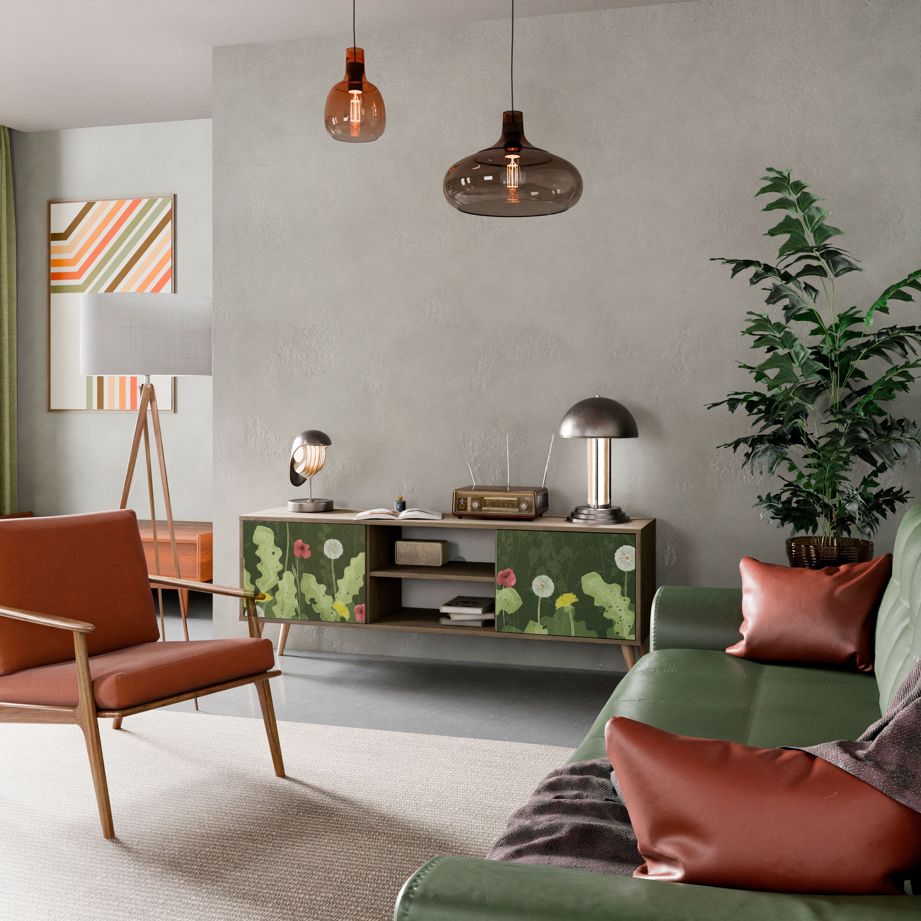 Meuble TV 2 portes DANDELION AMUSE effet chêne