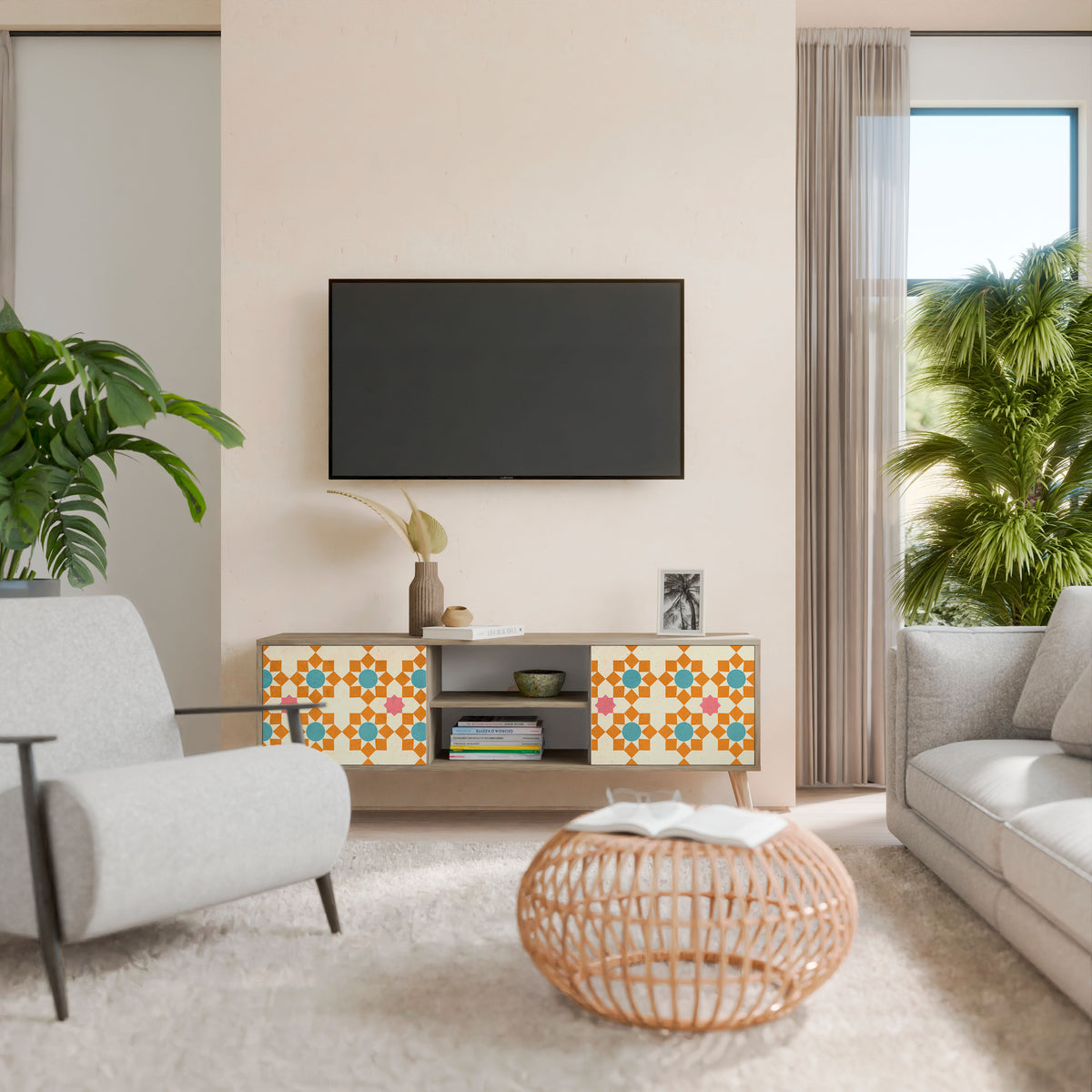 FLORAL DECOR 2-Door TV Cabinet