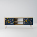 FLOWERS ON NAVY BLUE 2-Door TV Cabinet