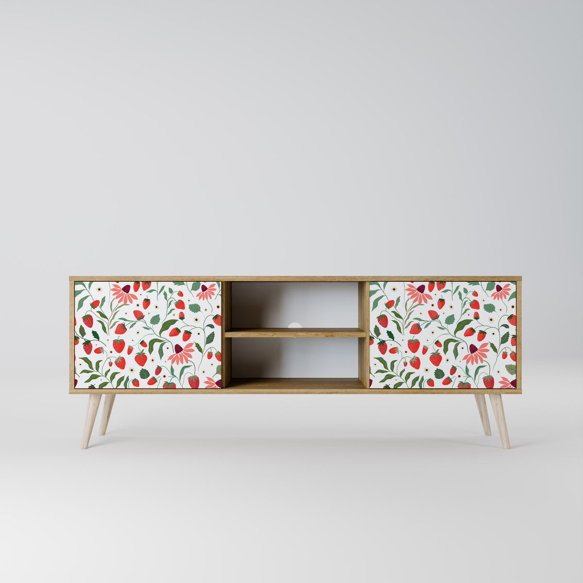 FLOWERS AND STRAWBERRIES 2-Door TV Cabinet