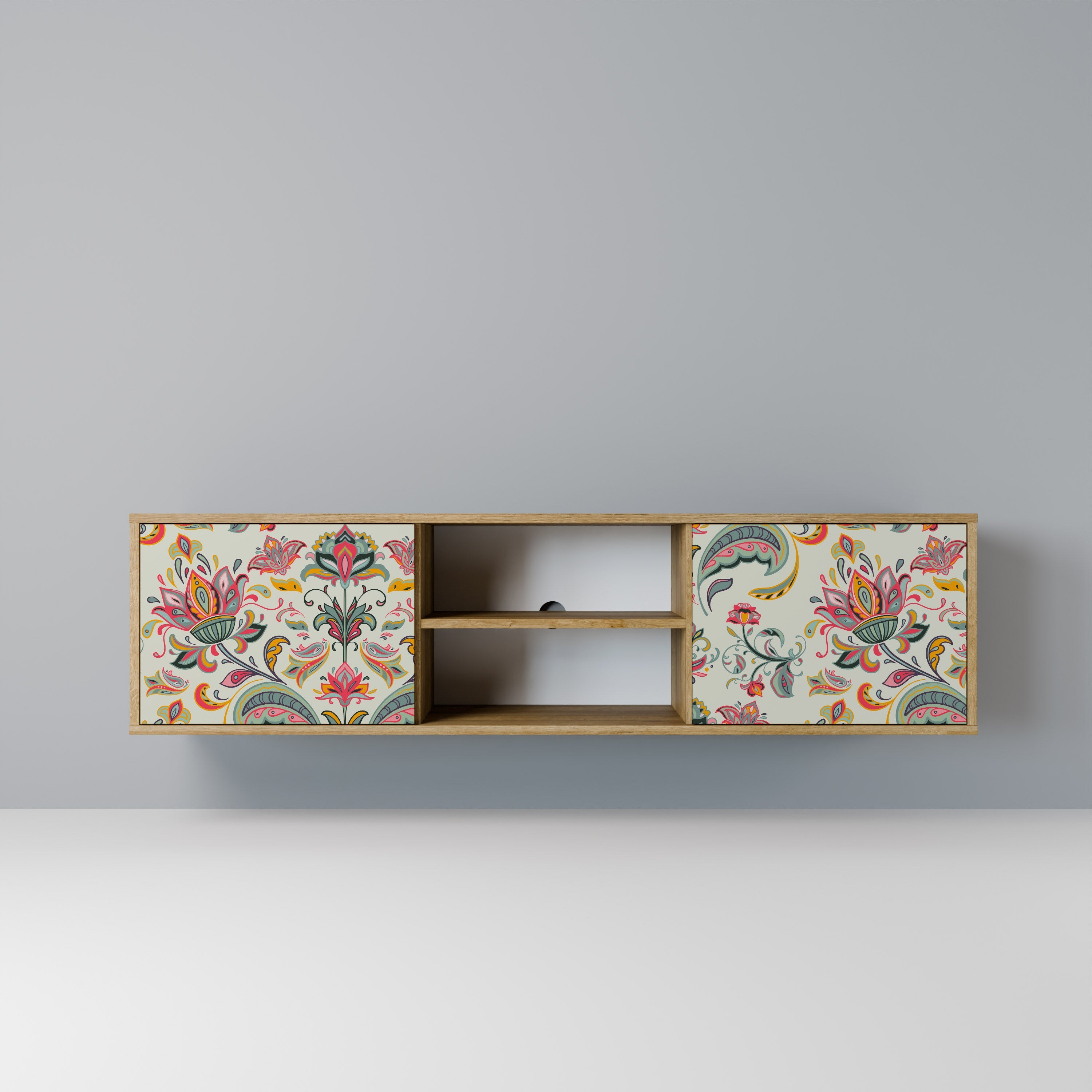 Meuble TV 2 portes ORGANIC FOLKLORE effet chêne