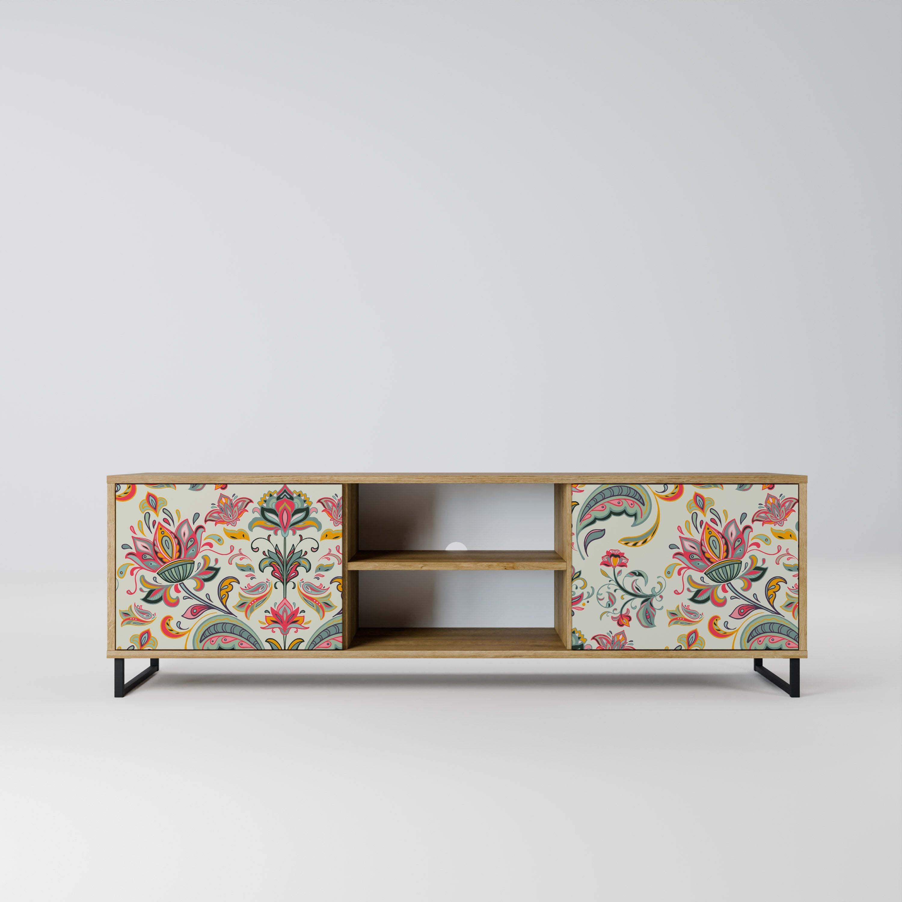 Meuble TV 2 portes ORGANIC FOLKLORE effet chêne