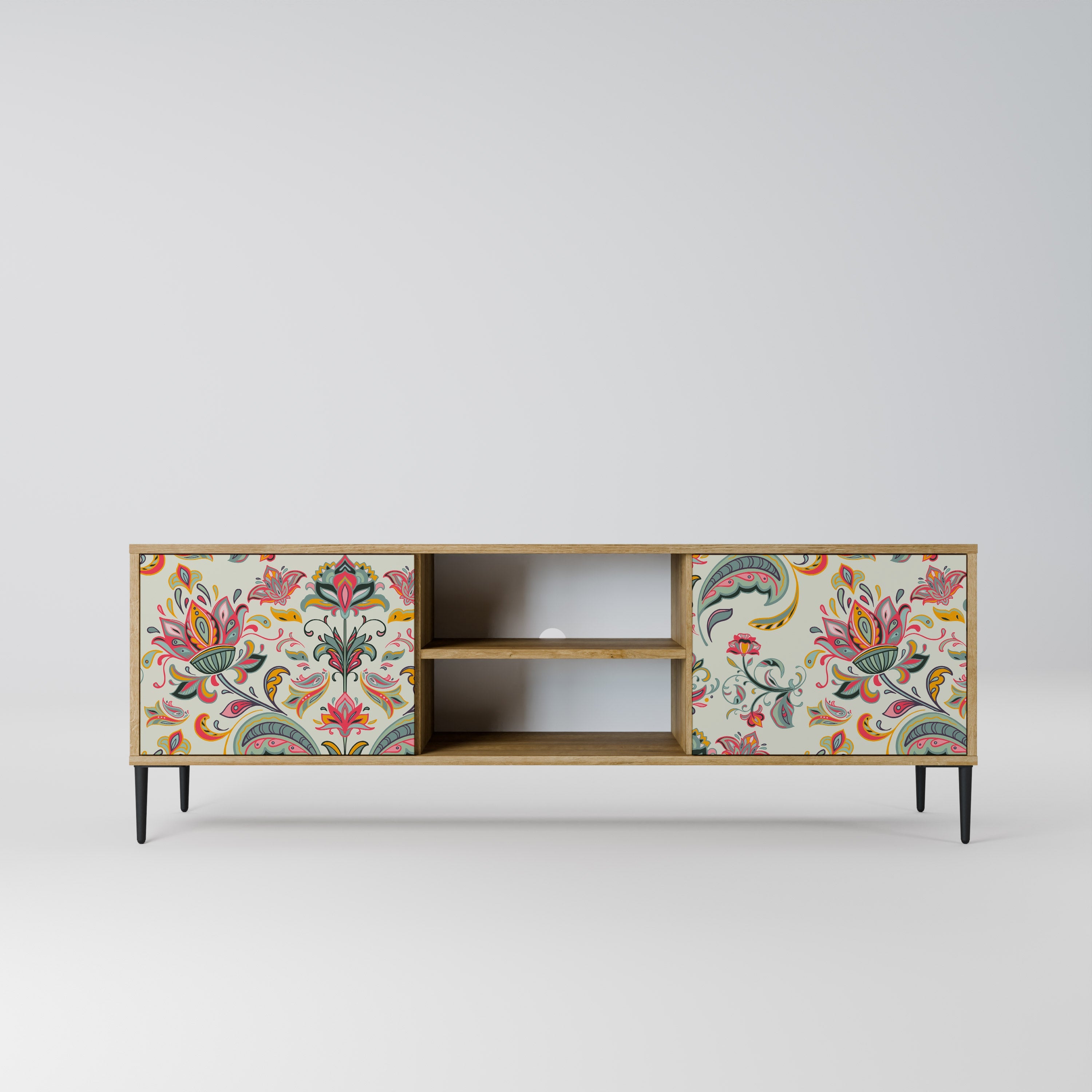 Meuble TV 2 portes ORGANIC FOLKLORE effet chêne