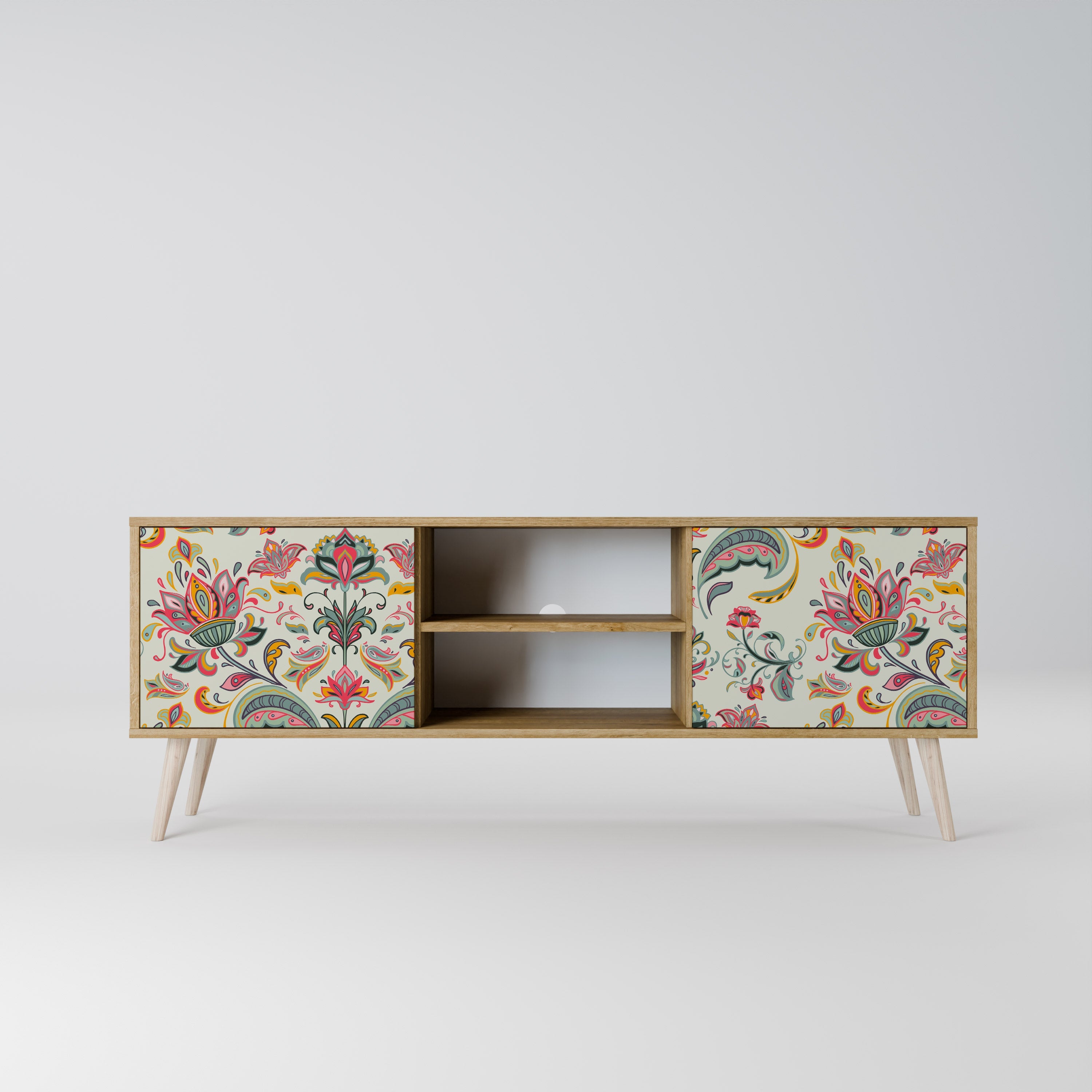 Meuble TV 2 portes ORGANIC FOLKLORE effet chêne