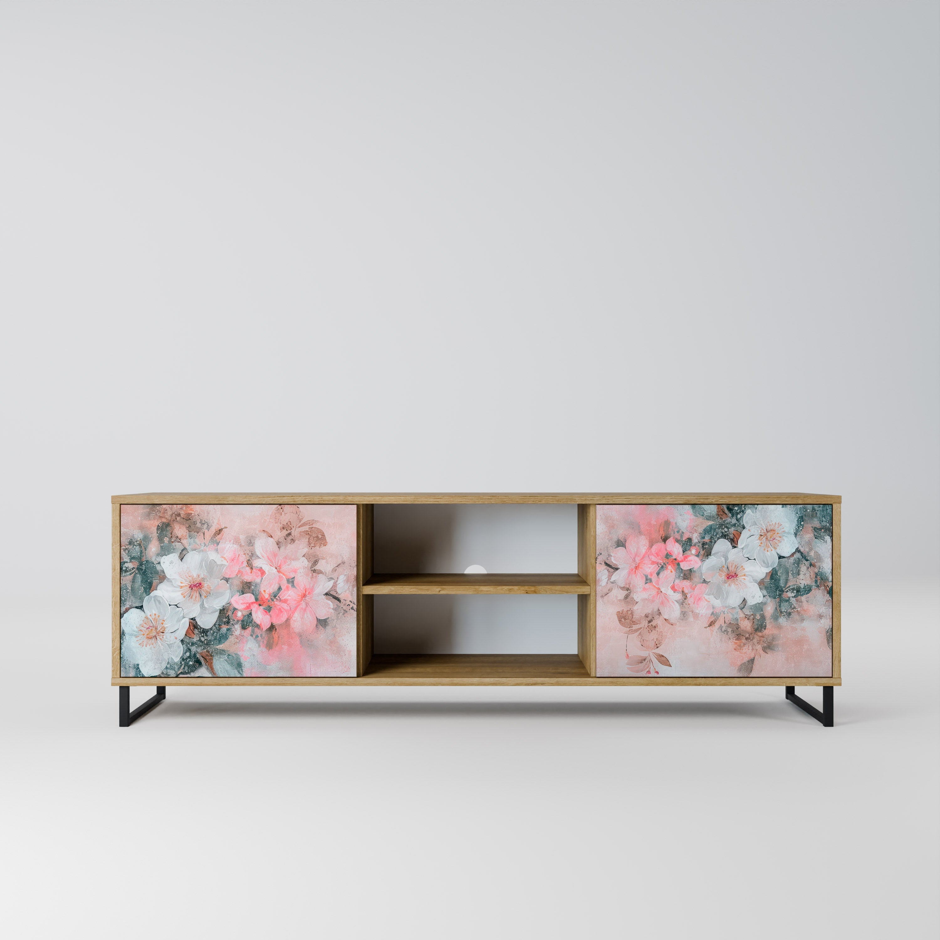 Meuble TV 2 portes CHERRY BLOSSOM effet chêne