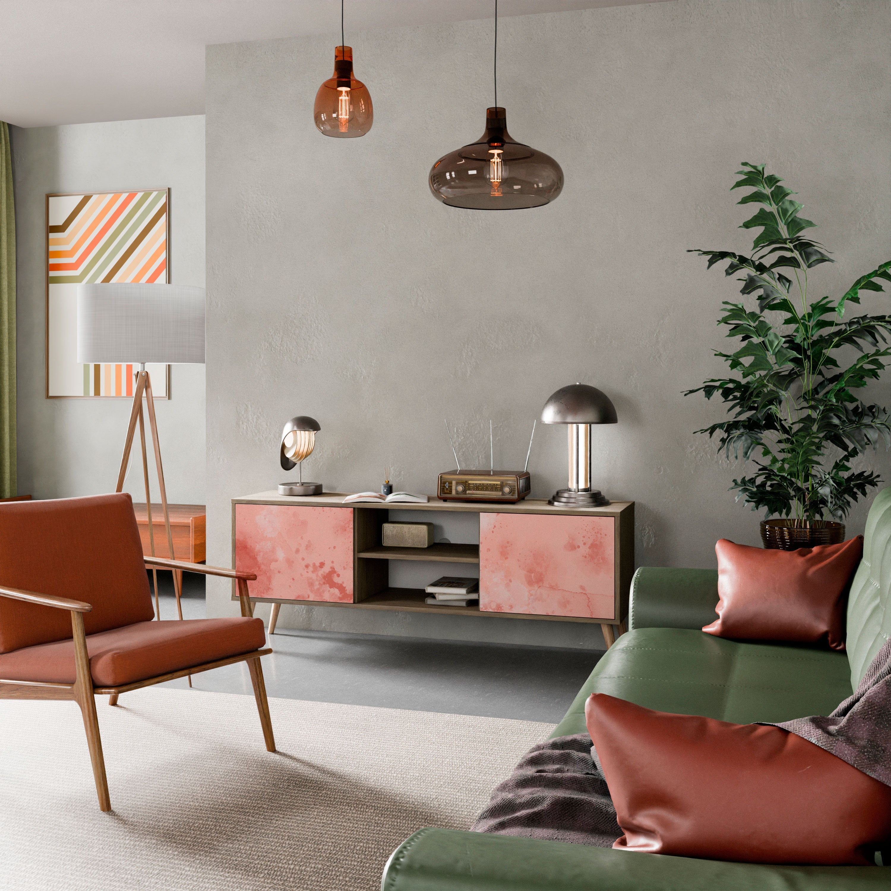 Meuble TV 2 portes CRANE DANCE effet chêne