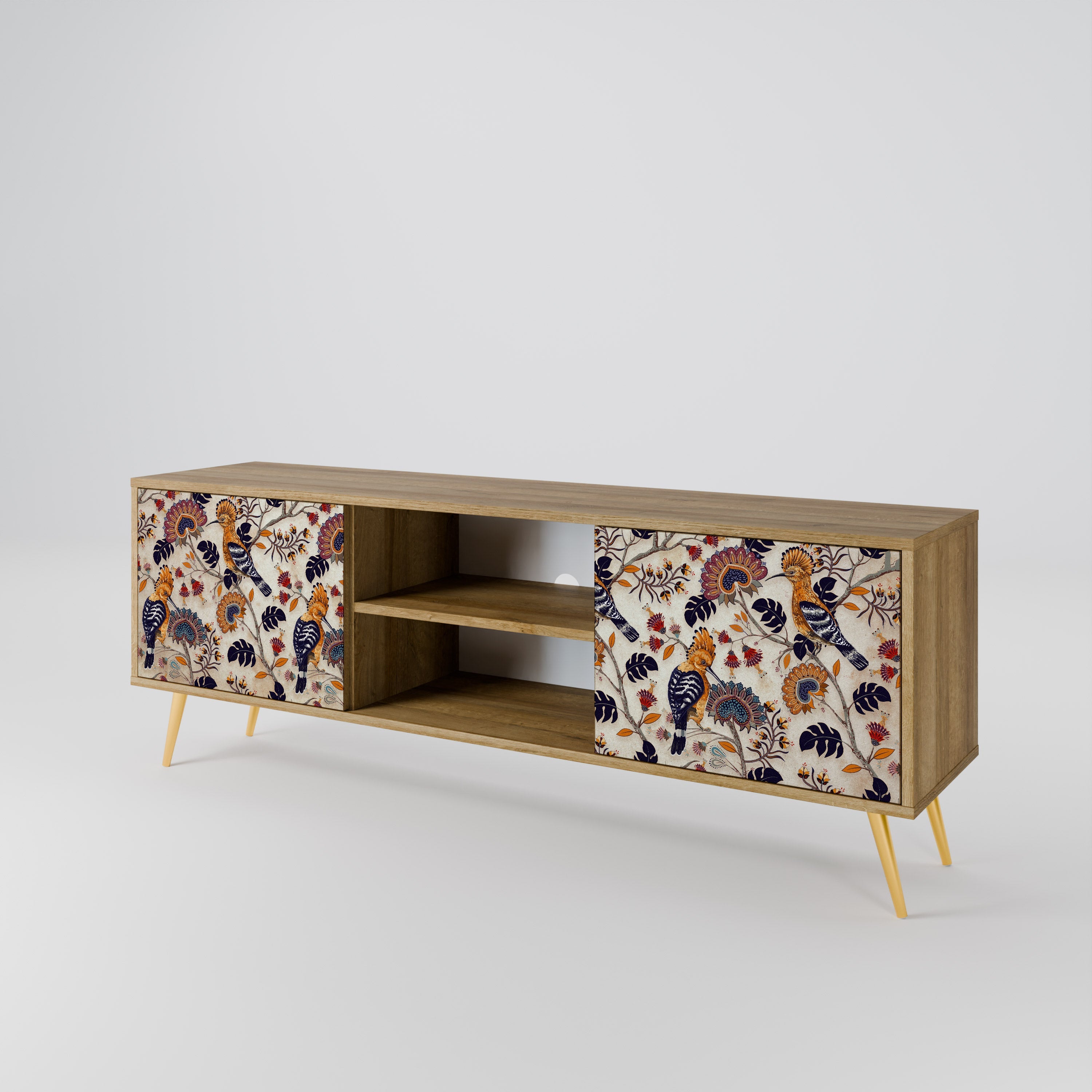 Meuble TV 2 portes EMINENT HOOPOE effet chêne