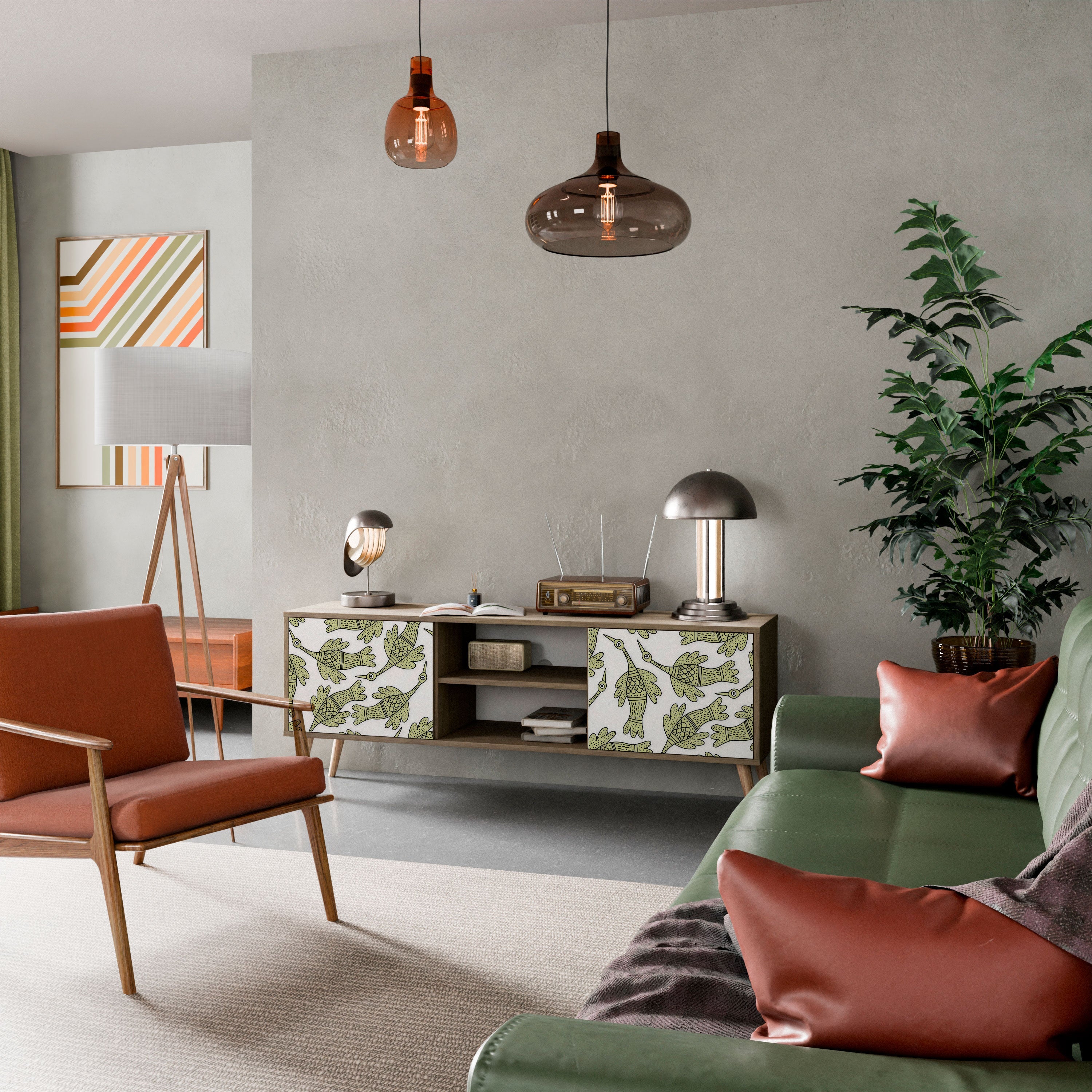 Meuble TV 2 portes SEEDLING SONGBIRD effet chêne