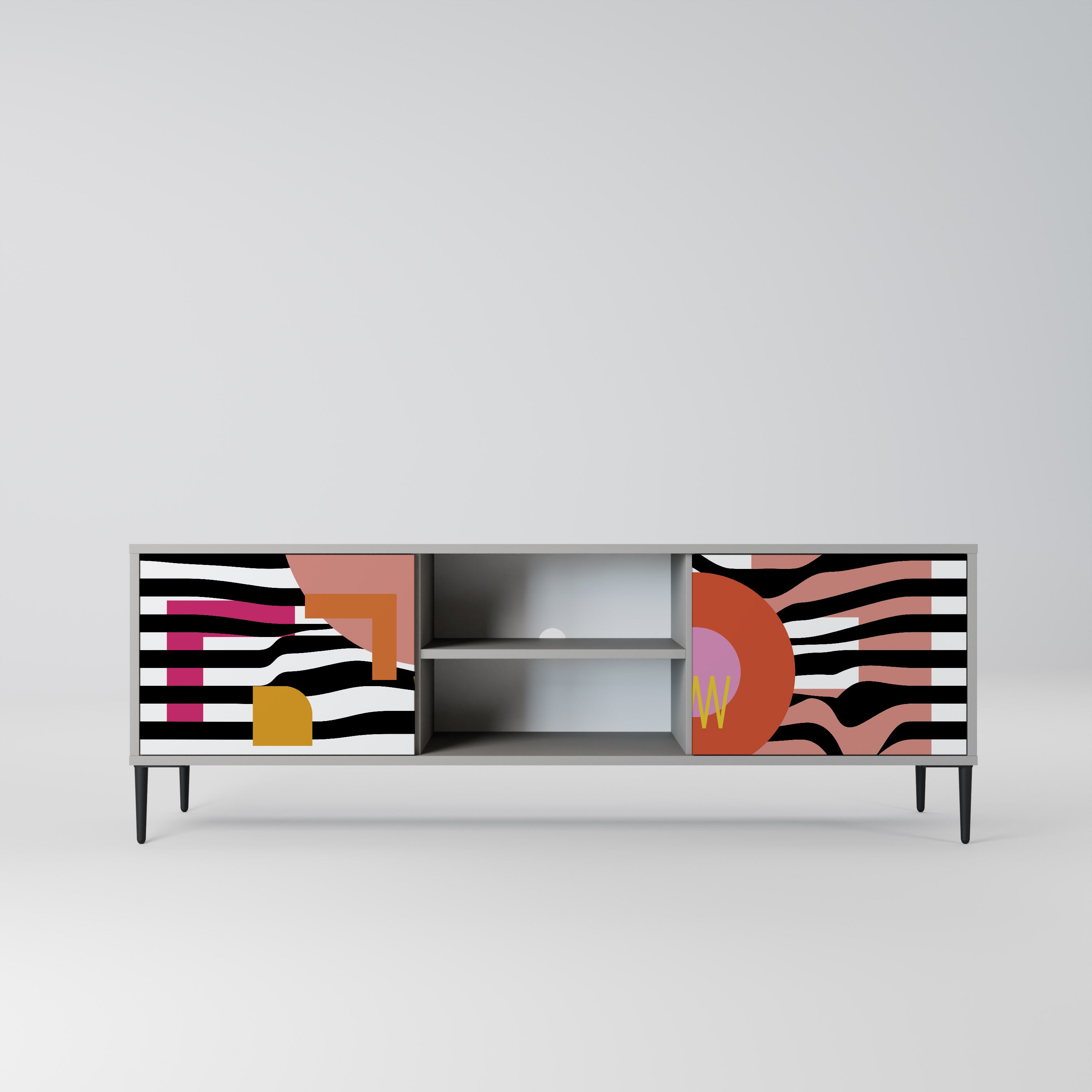 CHROMATIC ABSTRACT 2-Door TV Stand in Grey Finish