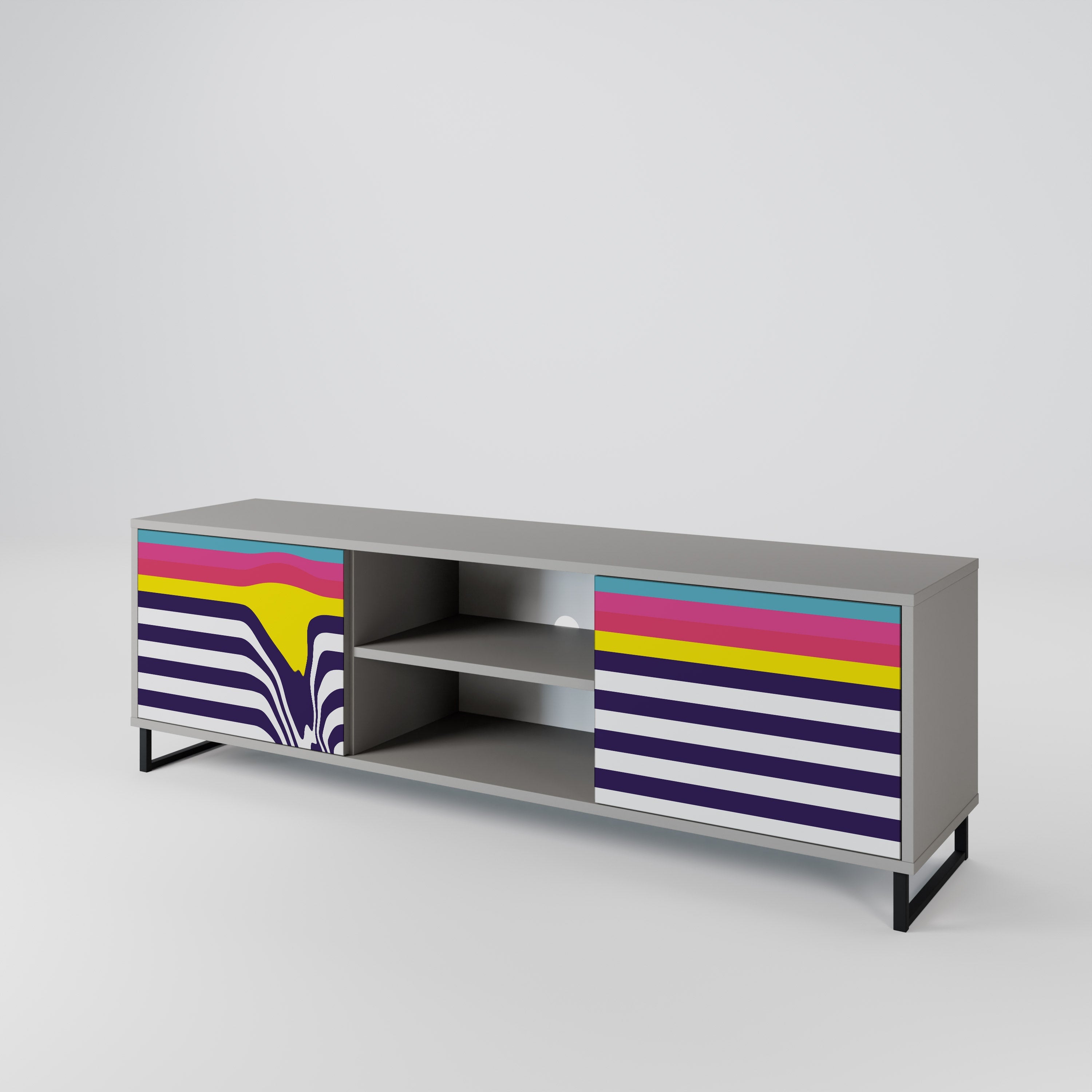 COLORFUL DIVERSION 2-Door TV Stand in Grey Finish