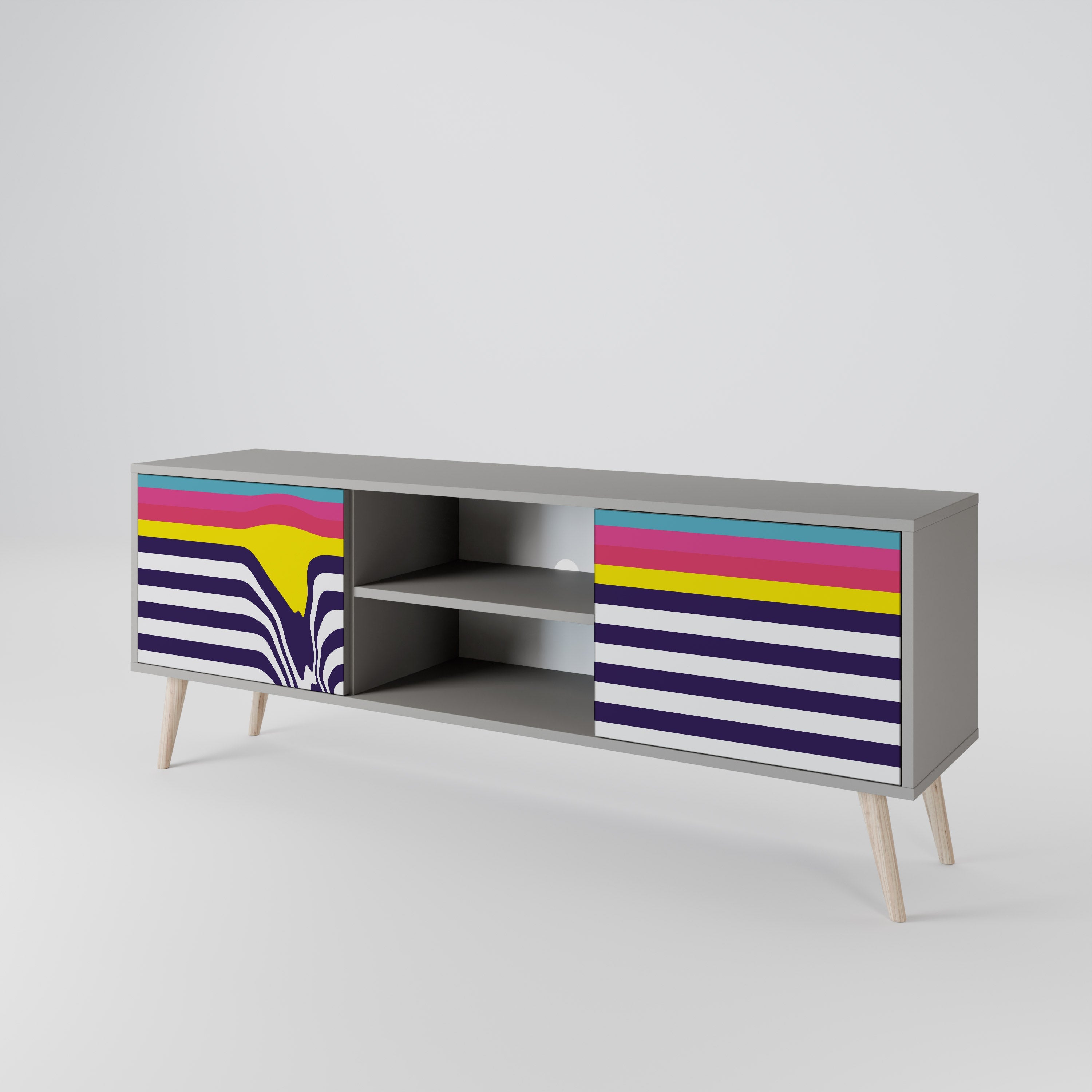COLORFUL DIVERSION 2-Door TV Stand in Grey Finish