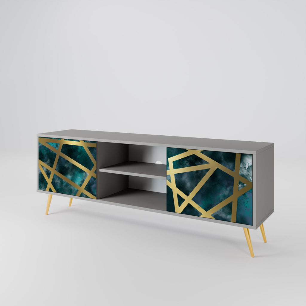 THE LABYRINTH OF GOLD 2-Door TV Stand in Grey Finish