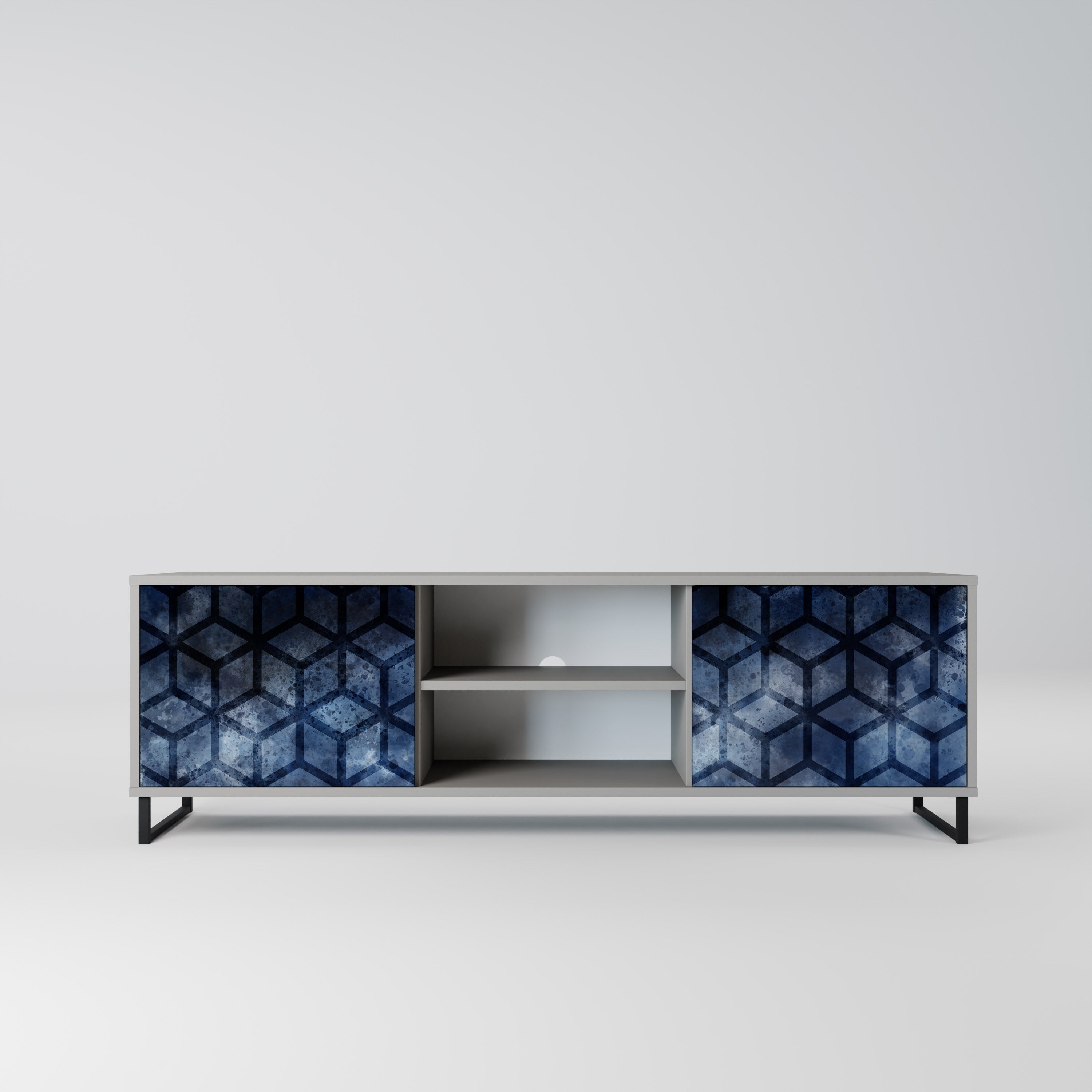 CUBIC MIST 2-Door TV Stand in Grey Finish