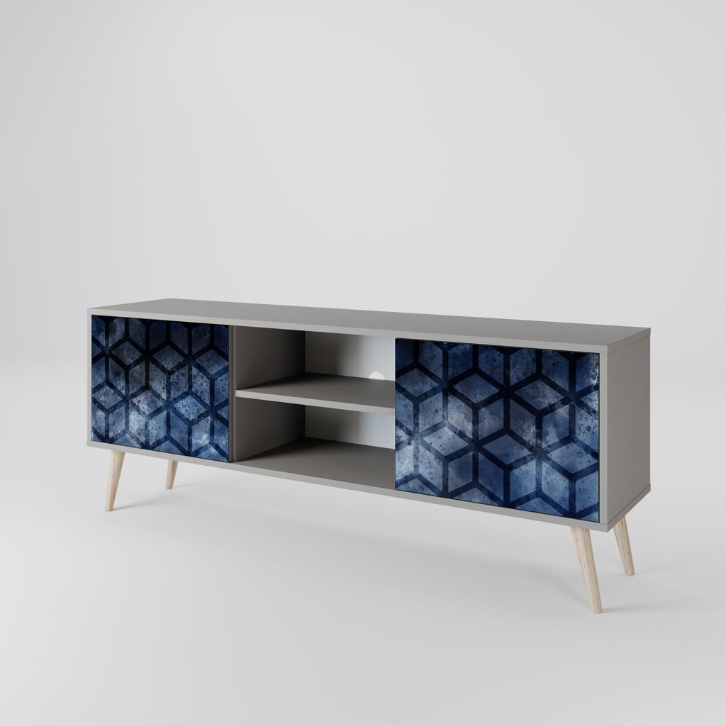 CUBIC MIST 2-Door TV Stand in Grey Finish
