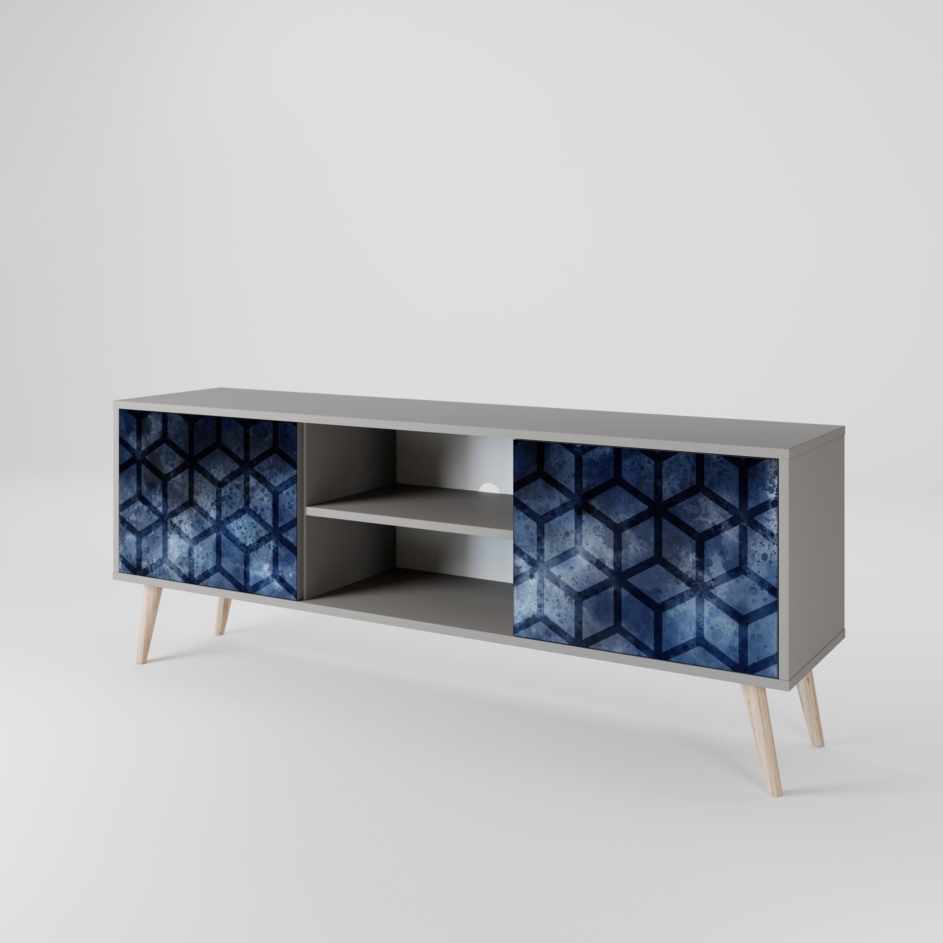 CUBIC MIST 2-Door TV Stand in Grey Finish