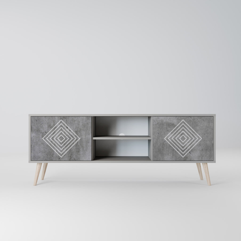 POLYGONAL ARTISTRY 2-Door TV Stand in Grey Finish