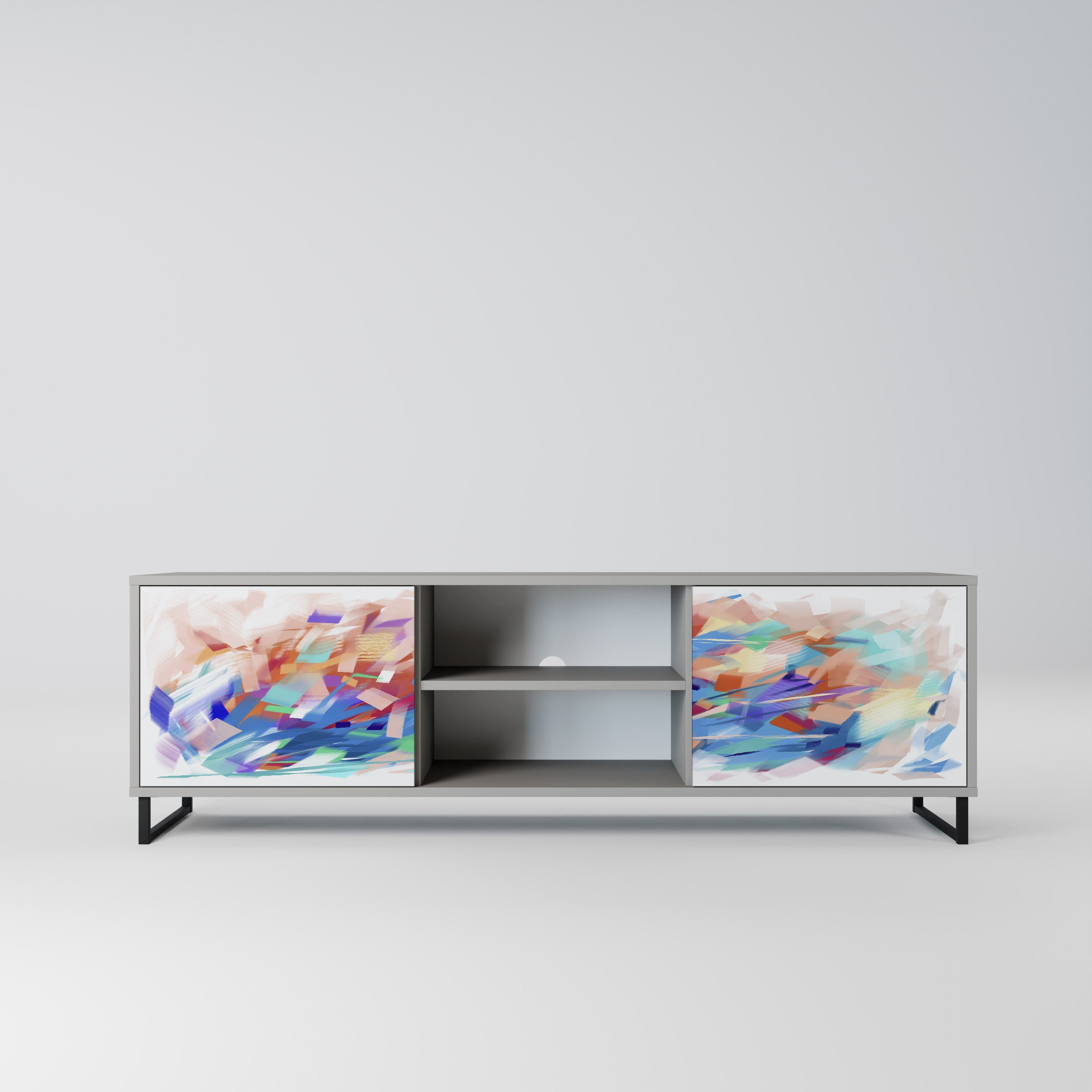 FINESSE MASH-UP 2-Door TV Stand in Grey Finish