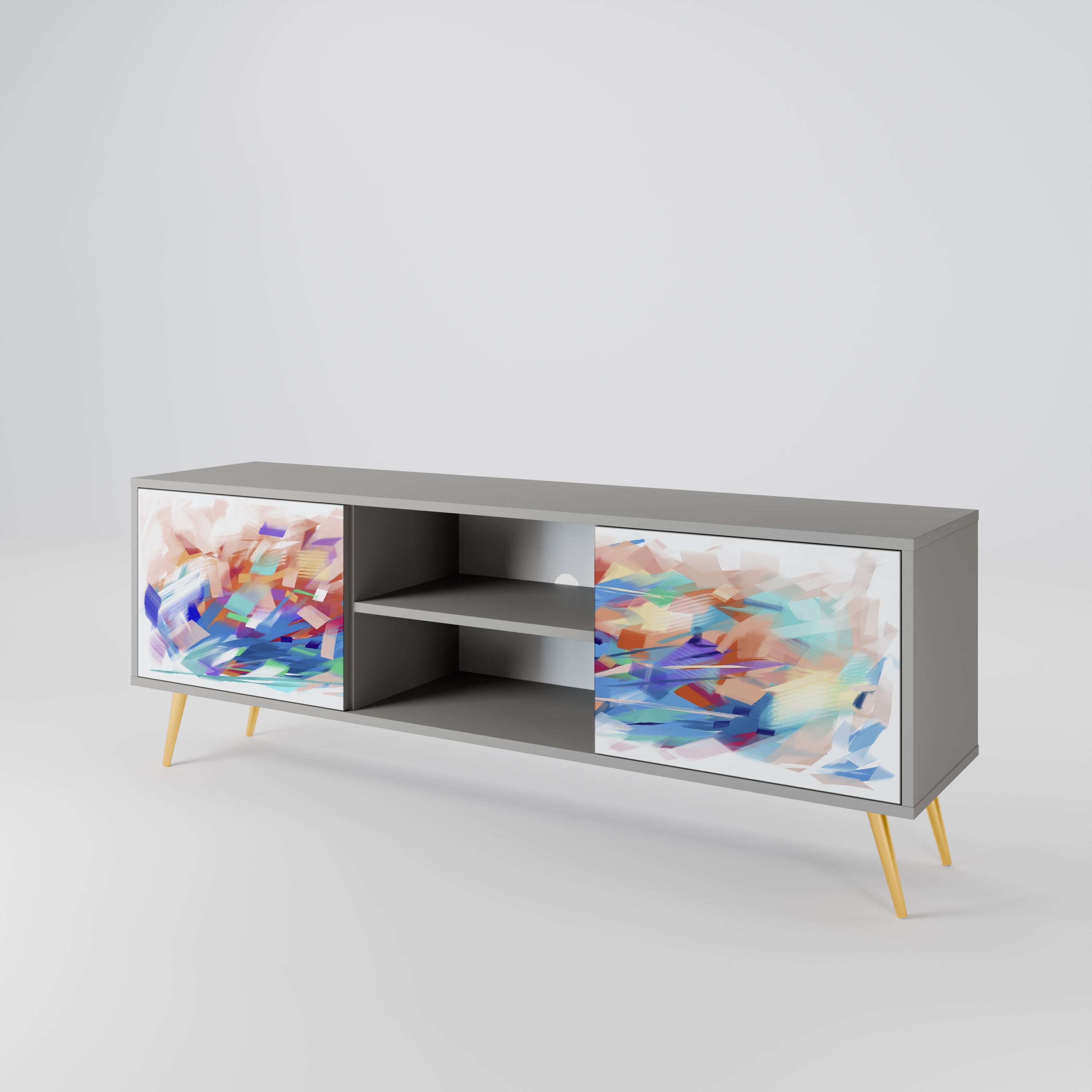 FINESSE MASH-UP 2-Door TV Stand in Grey Finish