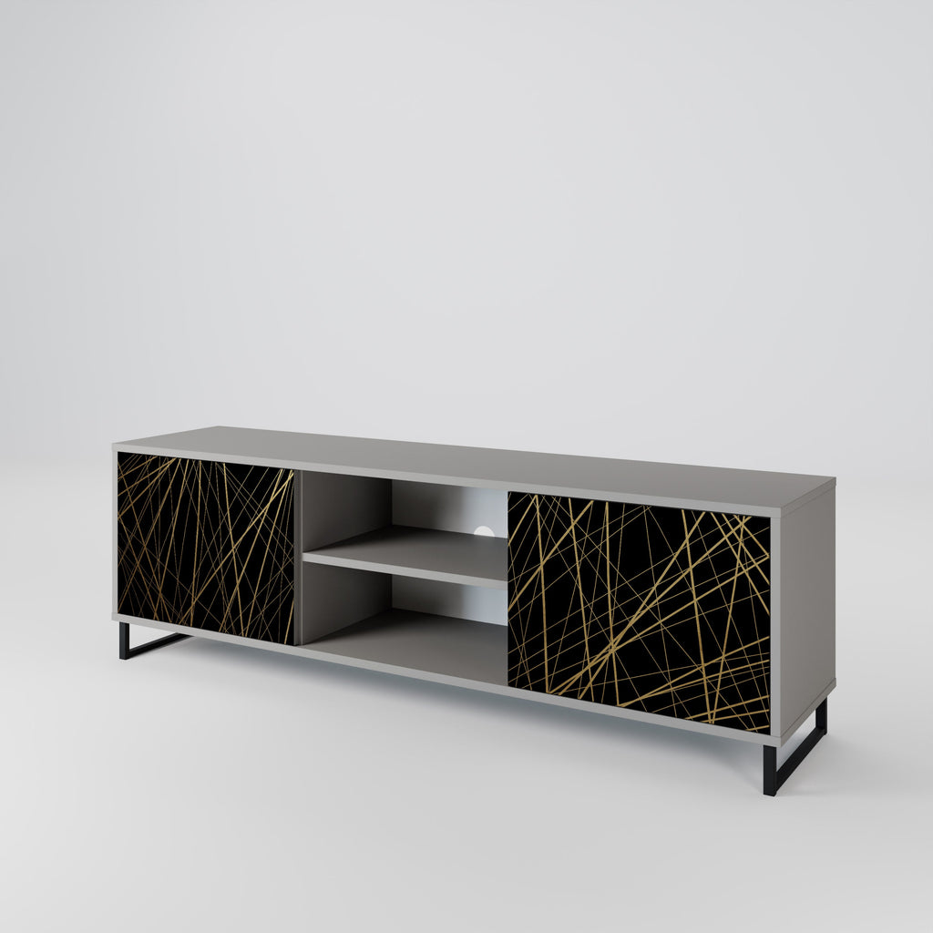 BRIGHT MESH 2-Door TV Stand in Grey Finish