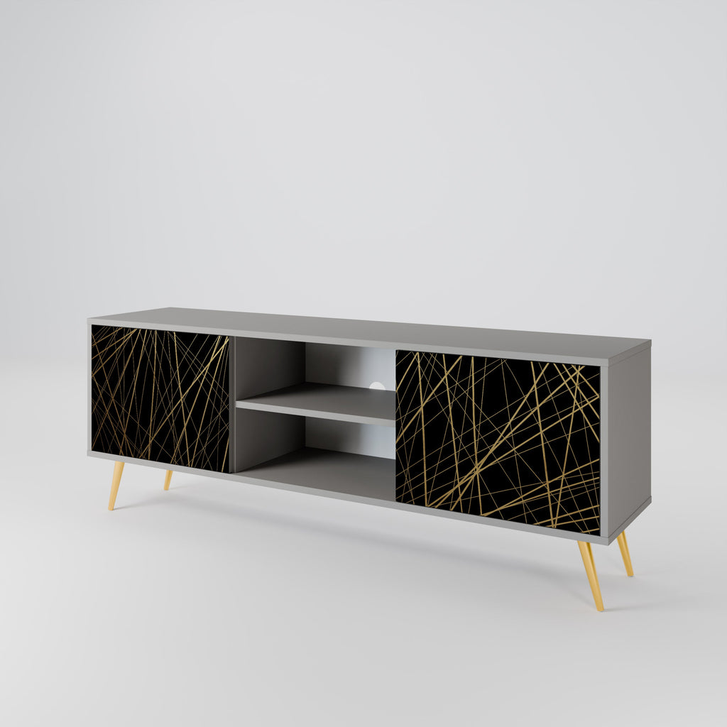 BRIGHT MESH 2-Door TV Stand in Grey Finish