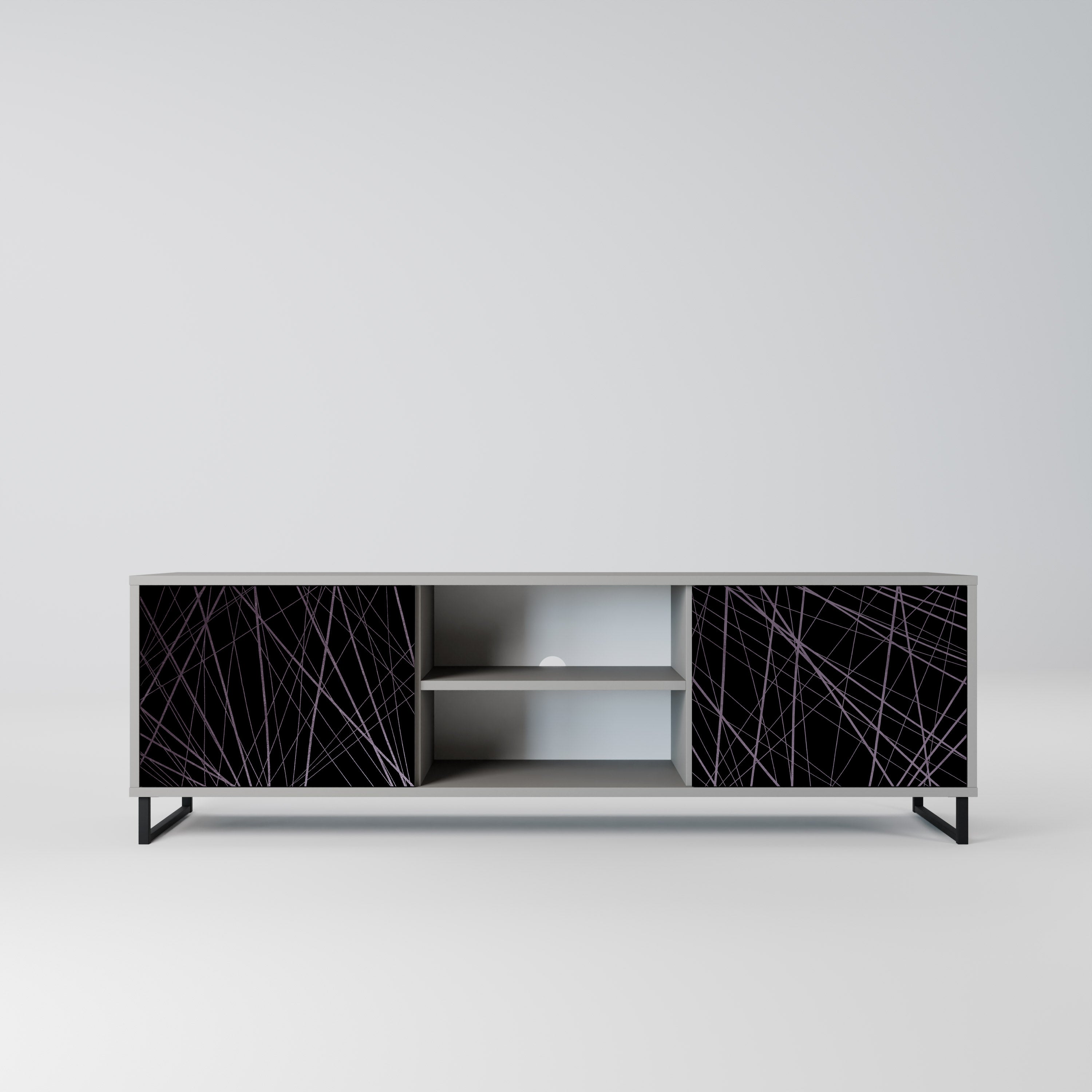SHIMMER SPIDERGRAM 2-Door TV Stand in Grey Finish