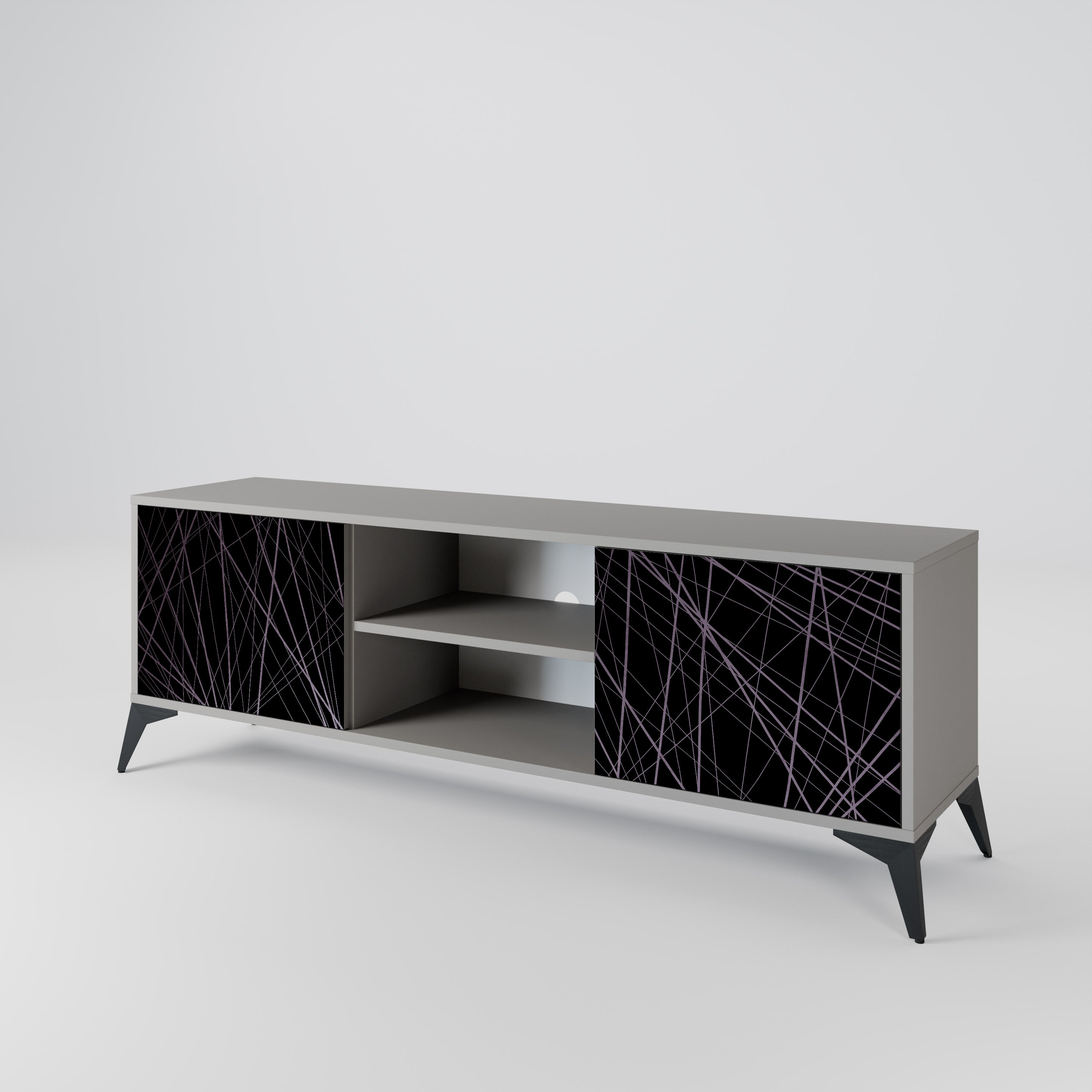 SHIMMER SPIDERGRAM 2-Door TV Stand in Grey Finish