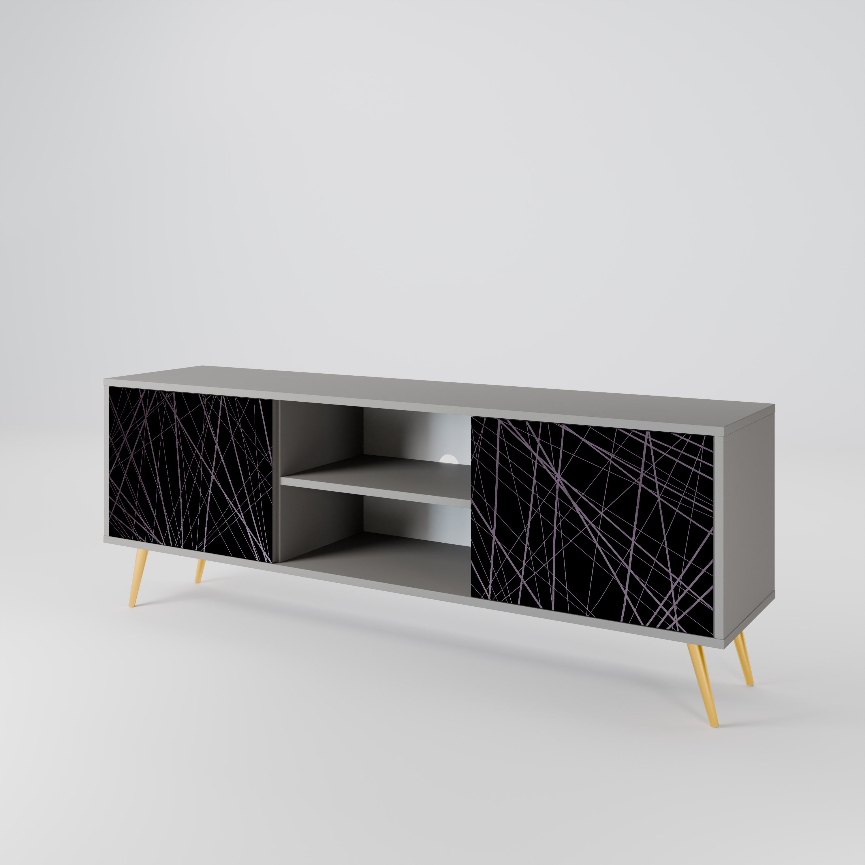 SHIMMER SPIDERGRAM 2-Door TV Stand in Grey Finish