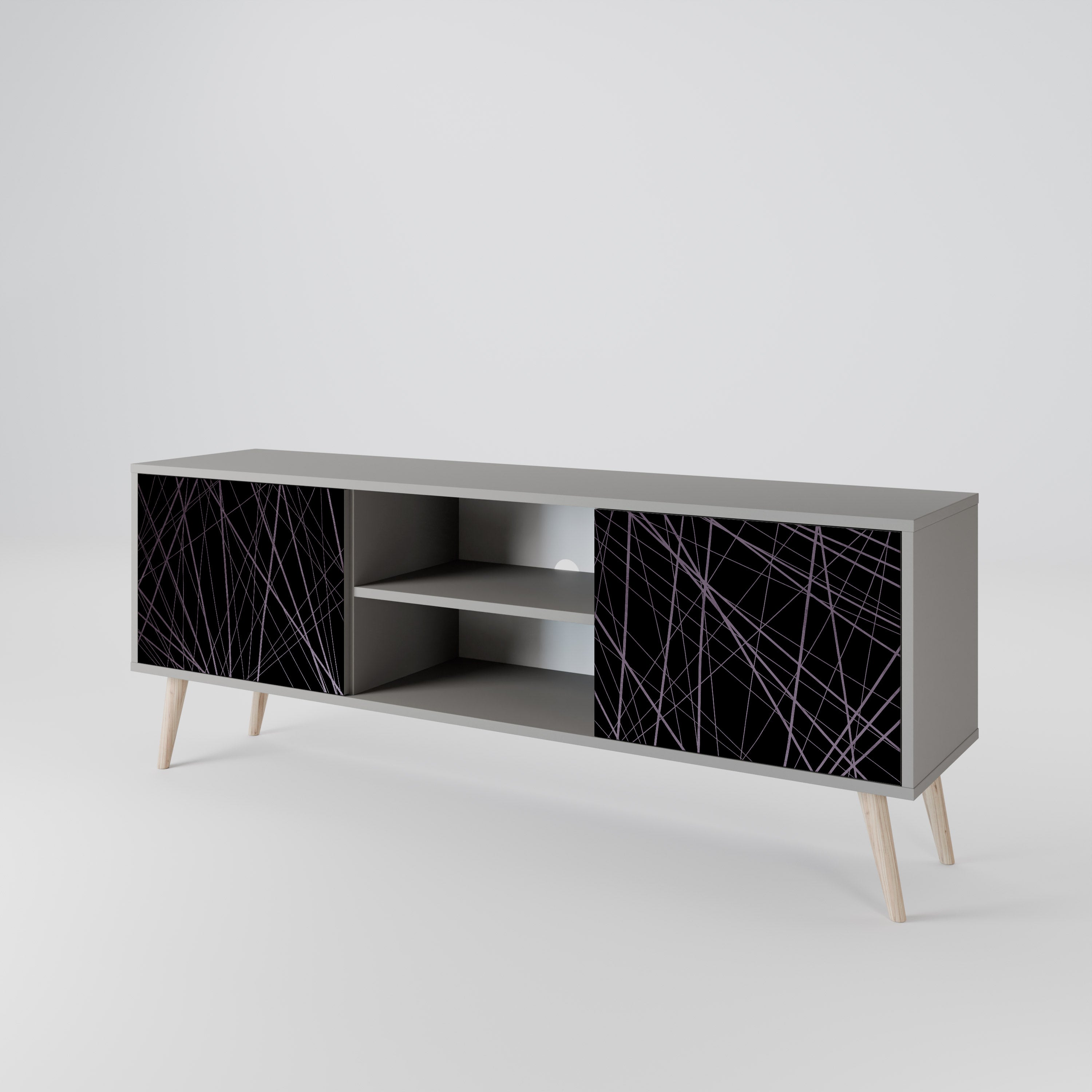 SHIMMER SPIDERGRAM 2-Door TV Stand in Grey Finish