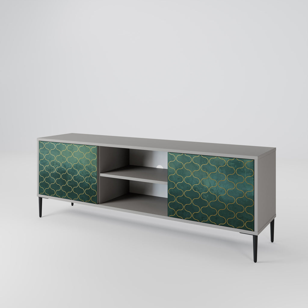 TESSELATED GREENERY 2-Door TV Stand in Grey Finish