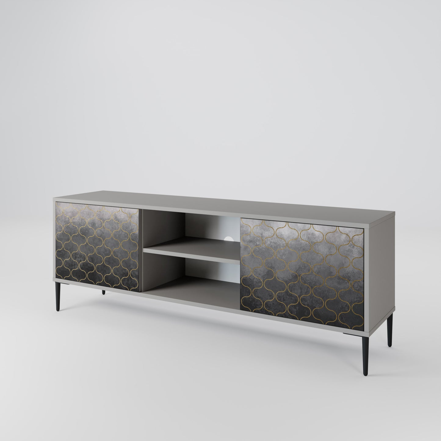 TESSELATED GRAYISH 2-Door TV Cabinet