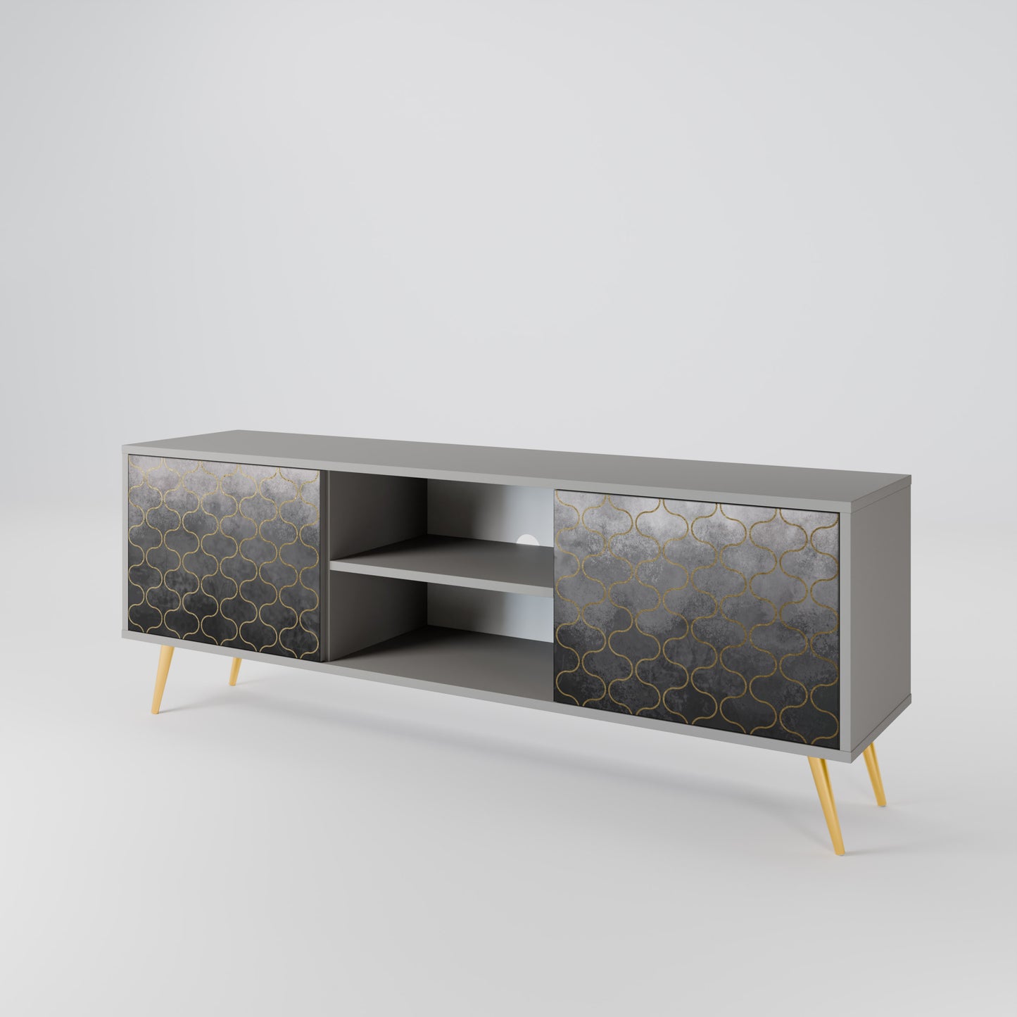 TESSELATED GRAYISH 2-Door TV Cabinet