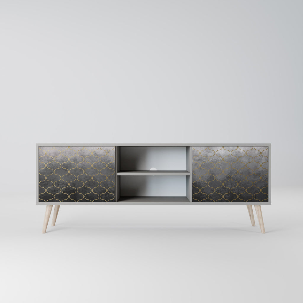 TESSELATED GRAYISH 2-Door TV Stand in Grey Finish