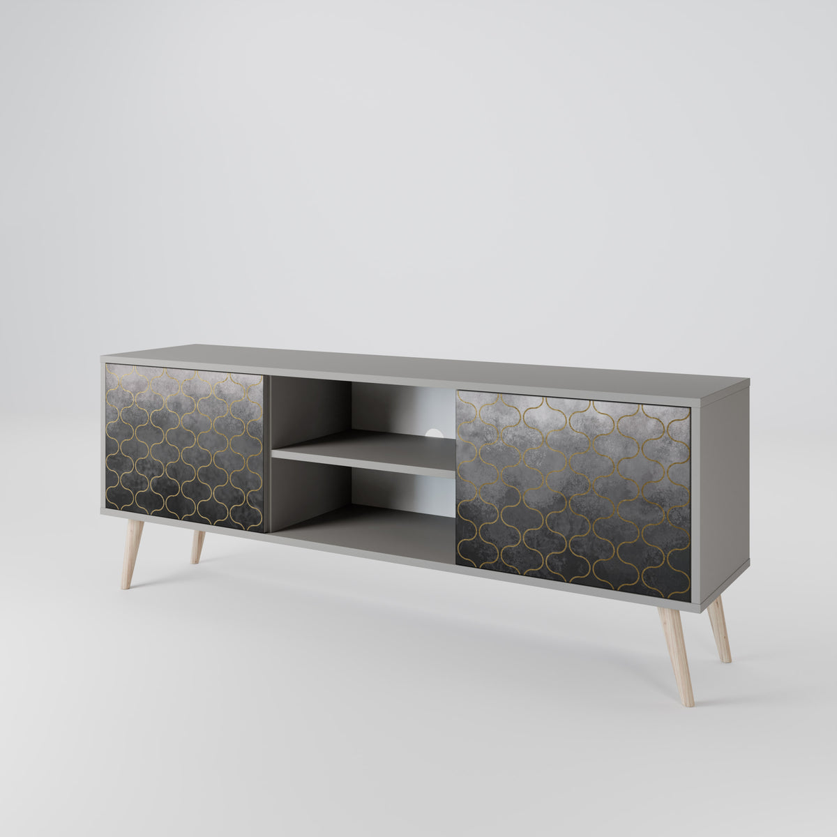 TESSELATED GRAYISH 2-Door TV Cabinet