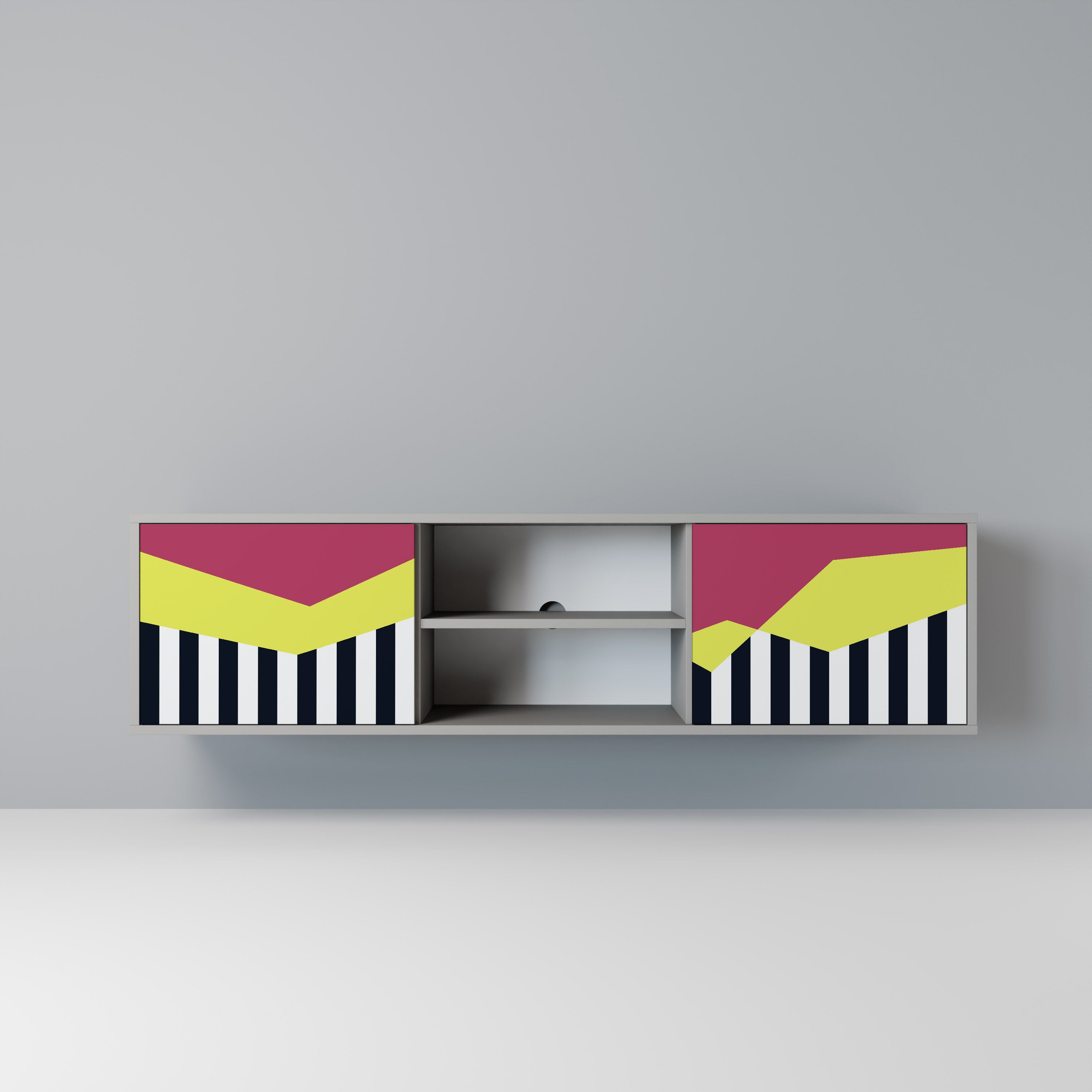 PIANO FANTASY 2-Door TV Stand in Grey Finish